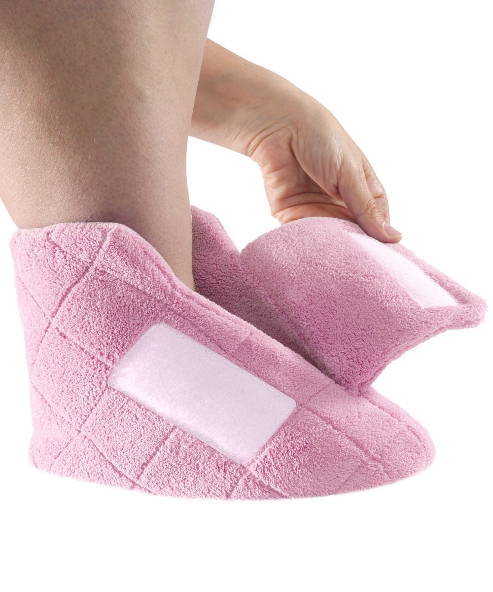 Silverts Women's Plush Bootie Slippers - Light Pink - M