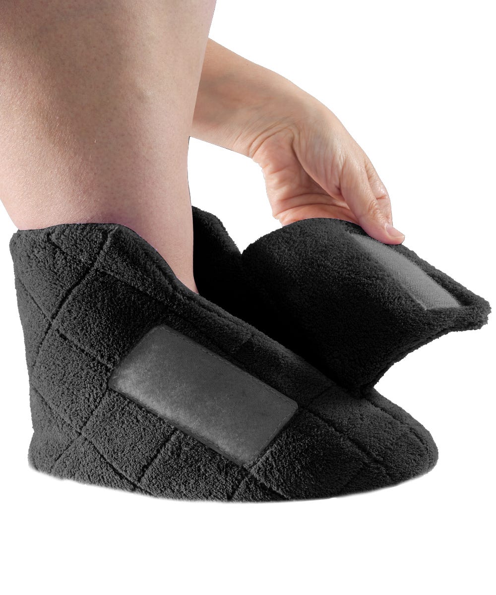 Silverts Women's Plush Bootie Slippers - Black - L