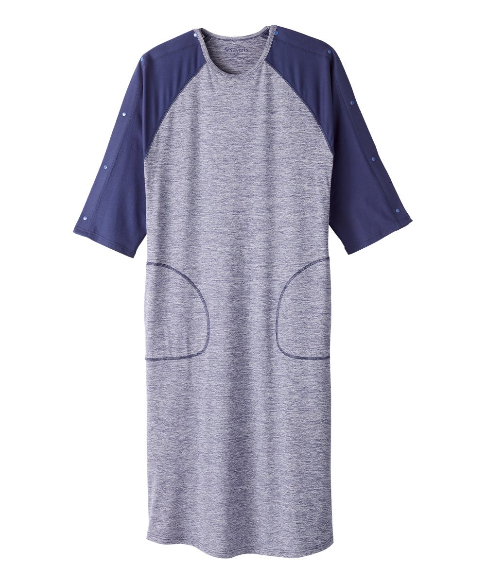 Silverts Men's Recovery Nightgown - Heather Gray/Black - M