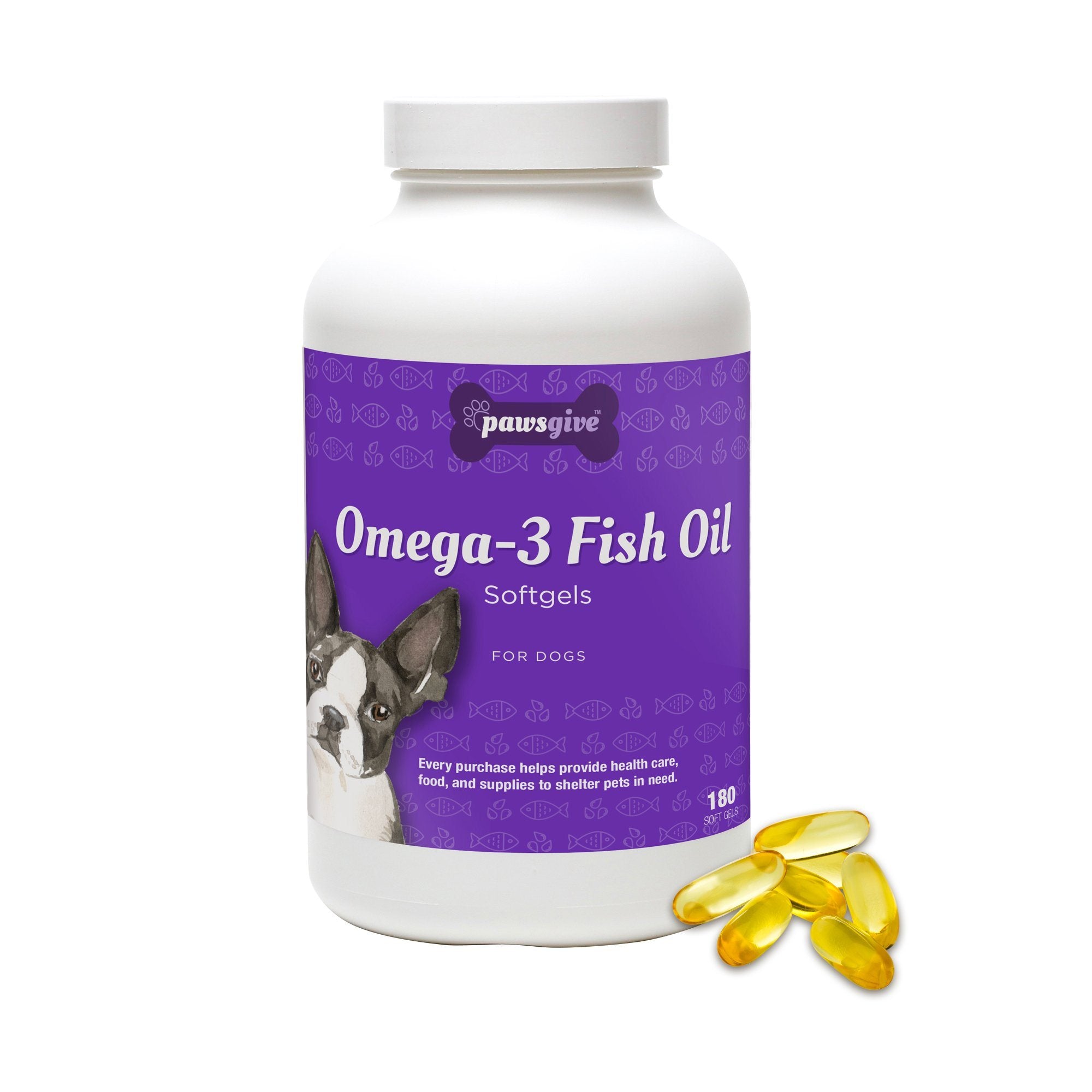 PawsGive Omega 3 For Dogs , Softgel Fish Oil Supplements For Dogs