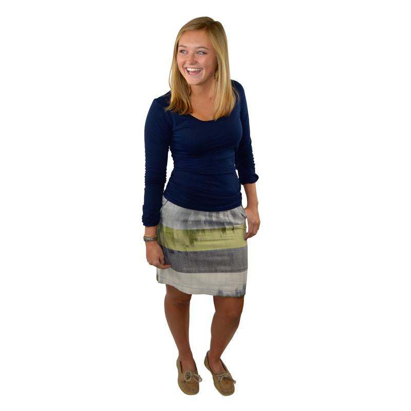 Handwoven Stripe Pencil Skirt - Brown - M
