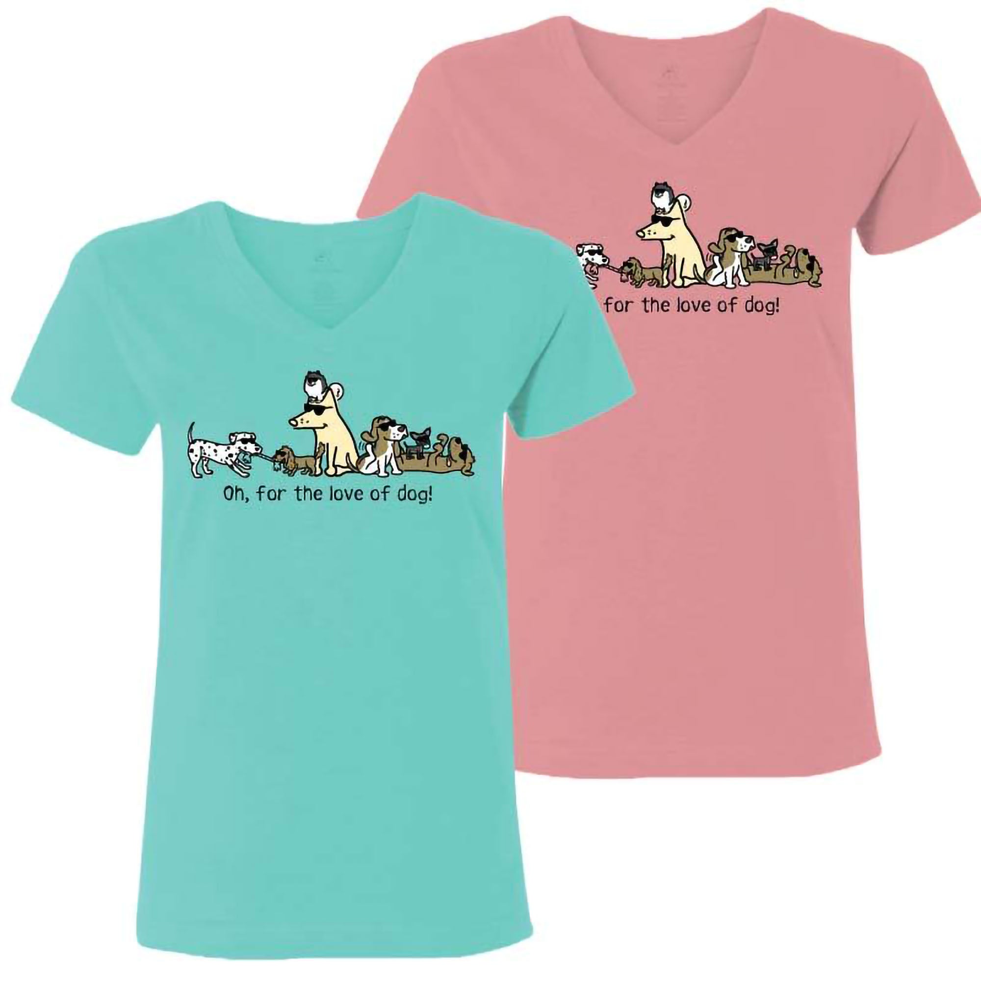 Teddy The Dog™ Love Of Dog! V-Neck - Chill Blue - X-Large