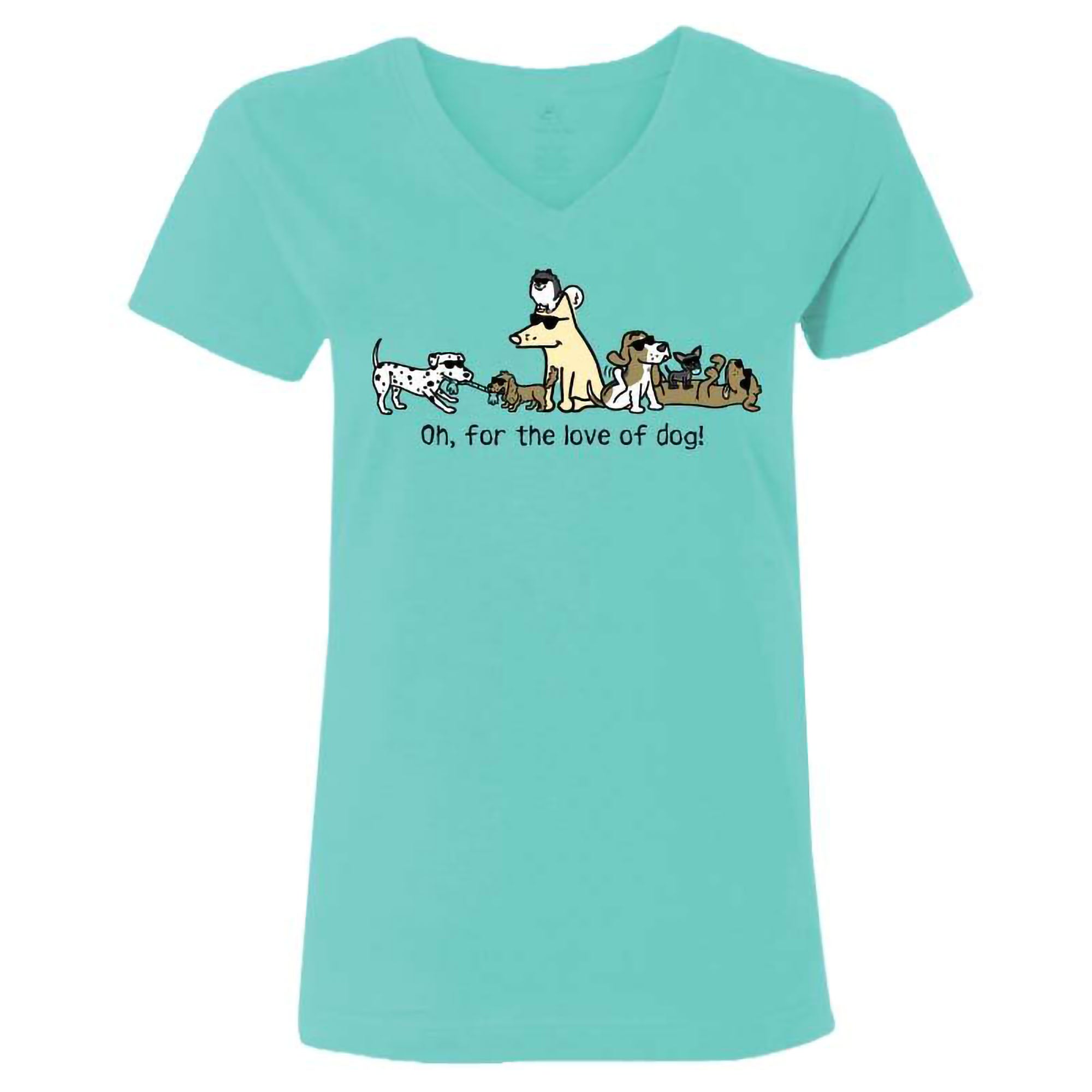 Teddy The Dog™ Love Of Dog! V-Neck - Chill Blue - XX-Large