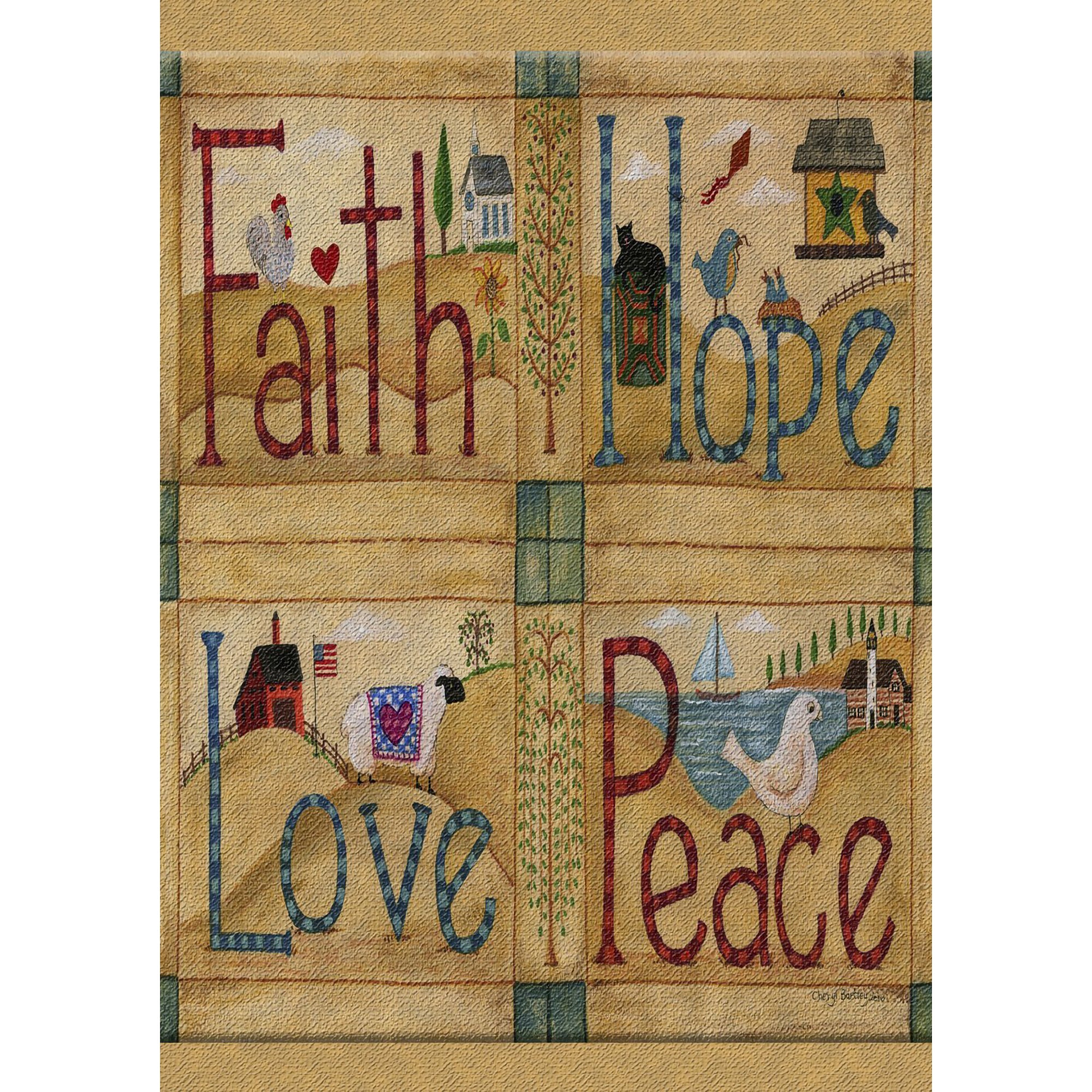 Faith Hope Love Peace Garden Flag
