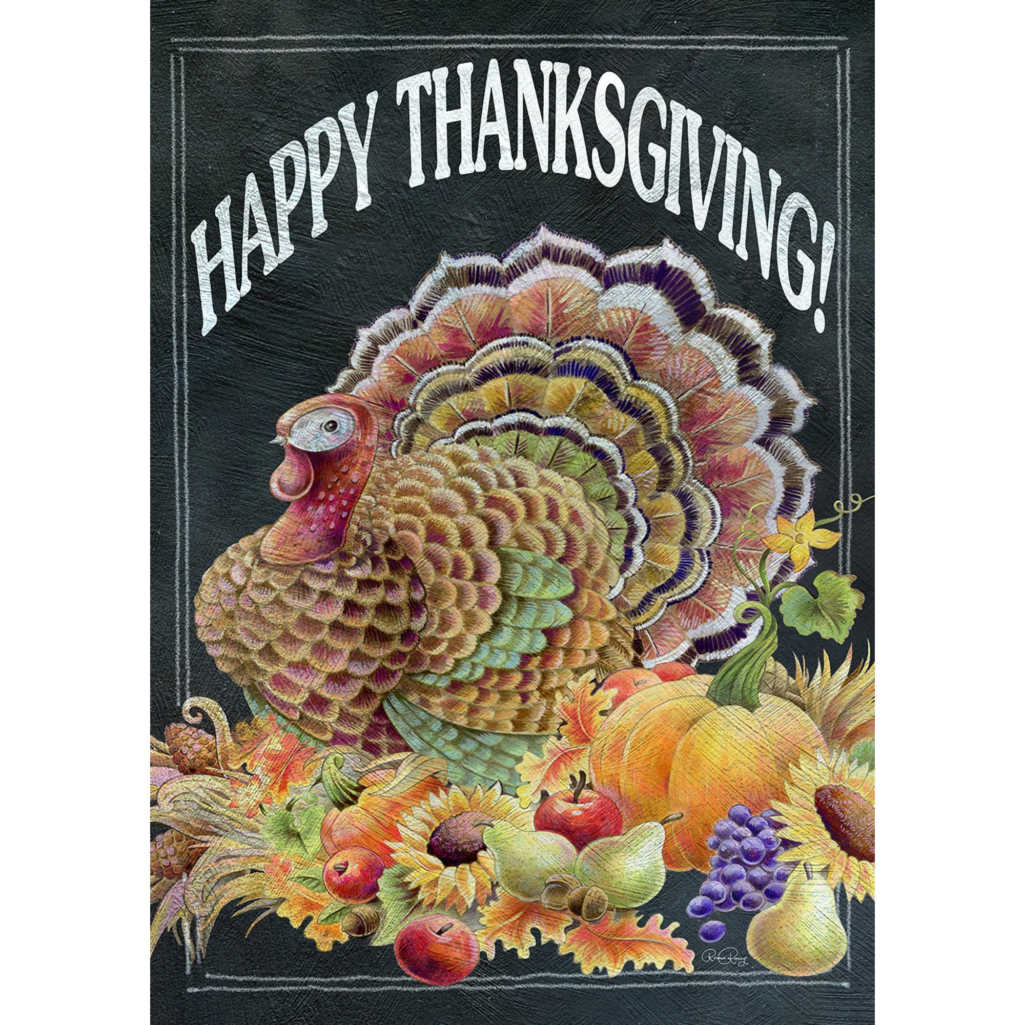 Happy Thanksgiving Chalkboard Garden Flag