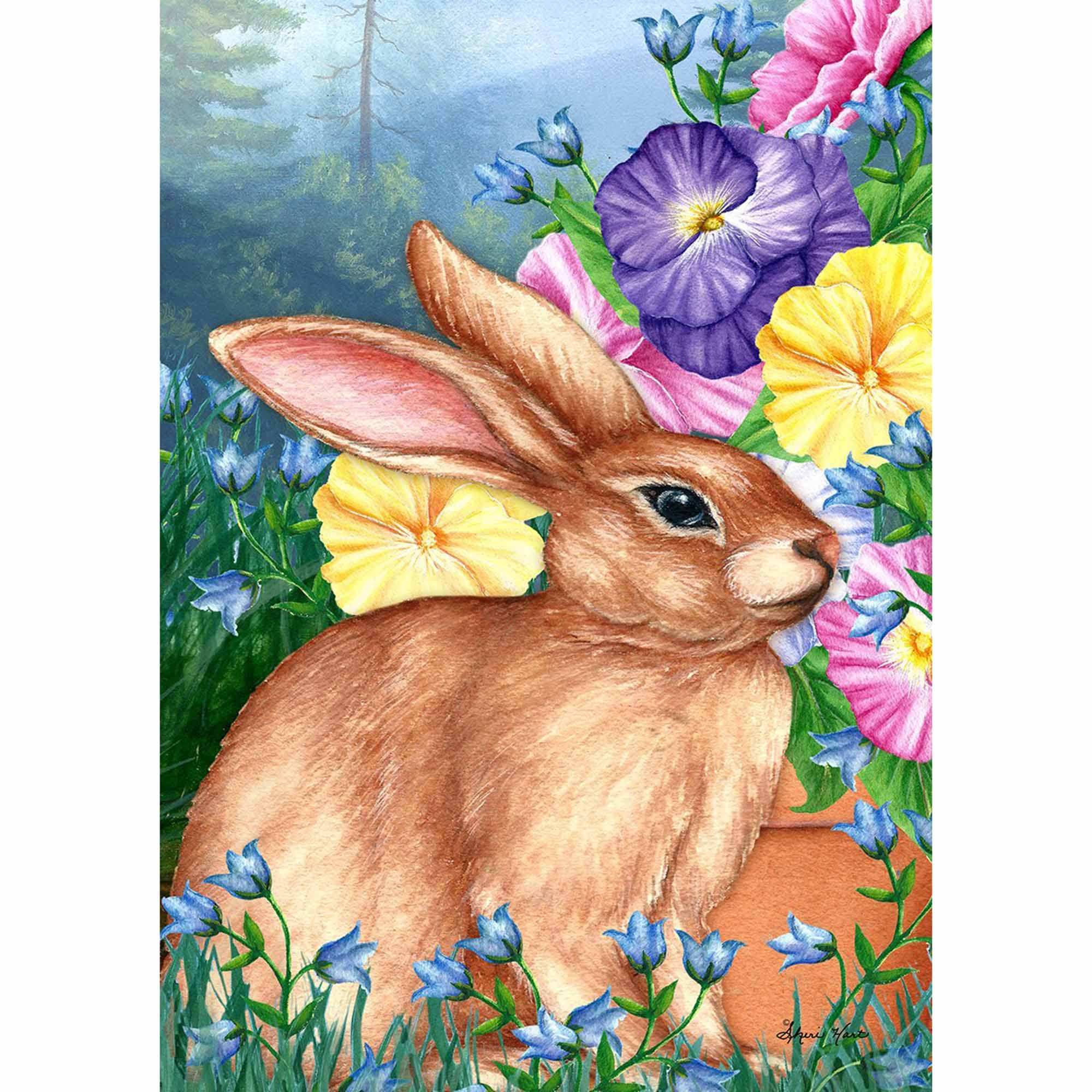 Blooming Bunny Garden Flag