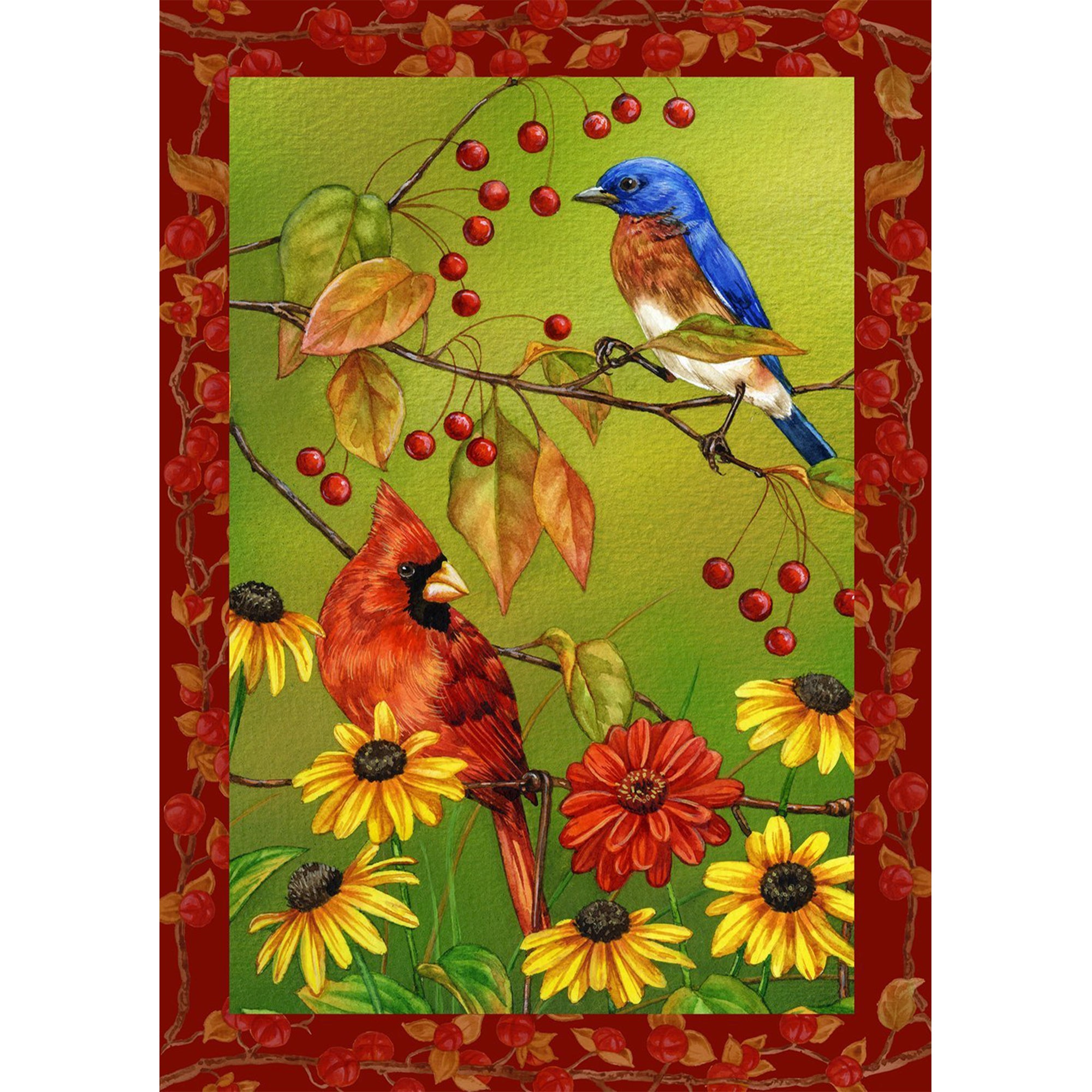 Toland Birds N Berries Garden Flag