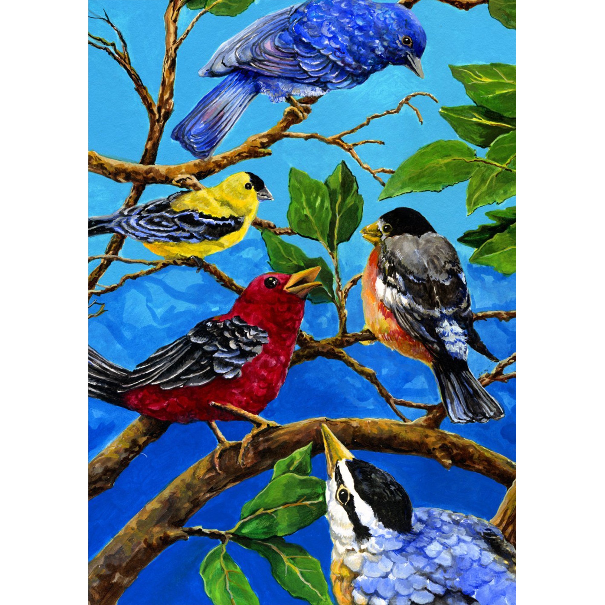 Toland Birds On Blue Garden Flag - 12.5 X 18 Inch