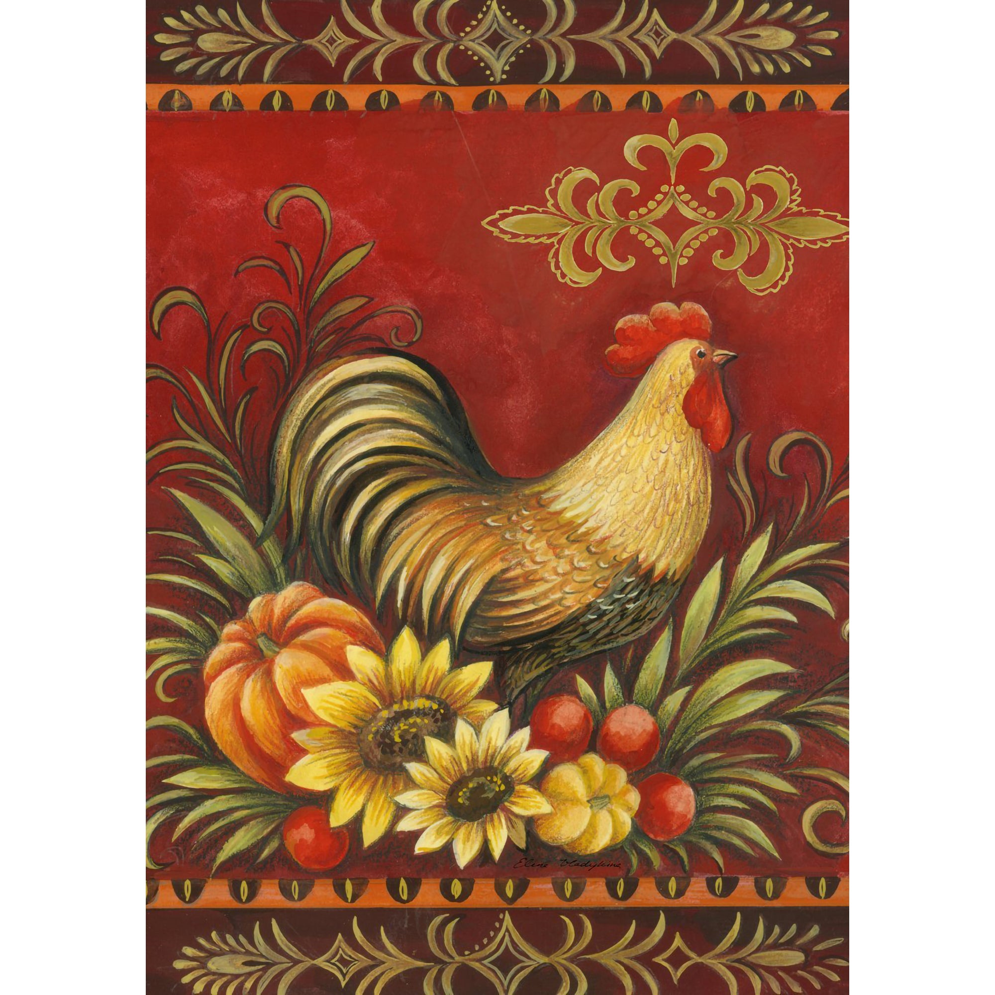 Toland Fall Rooster Garden Flag