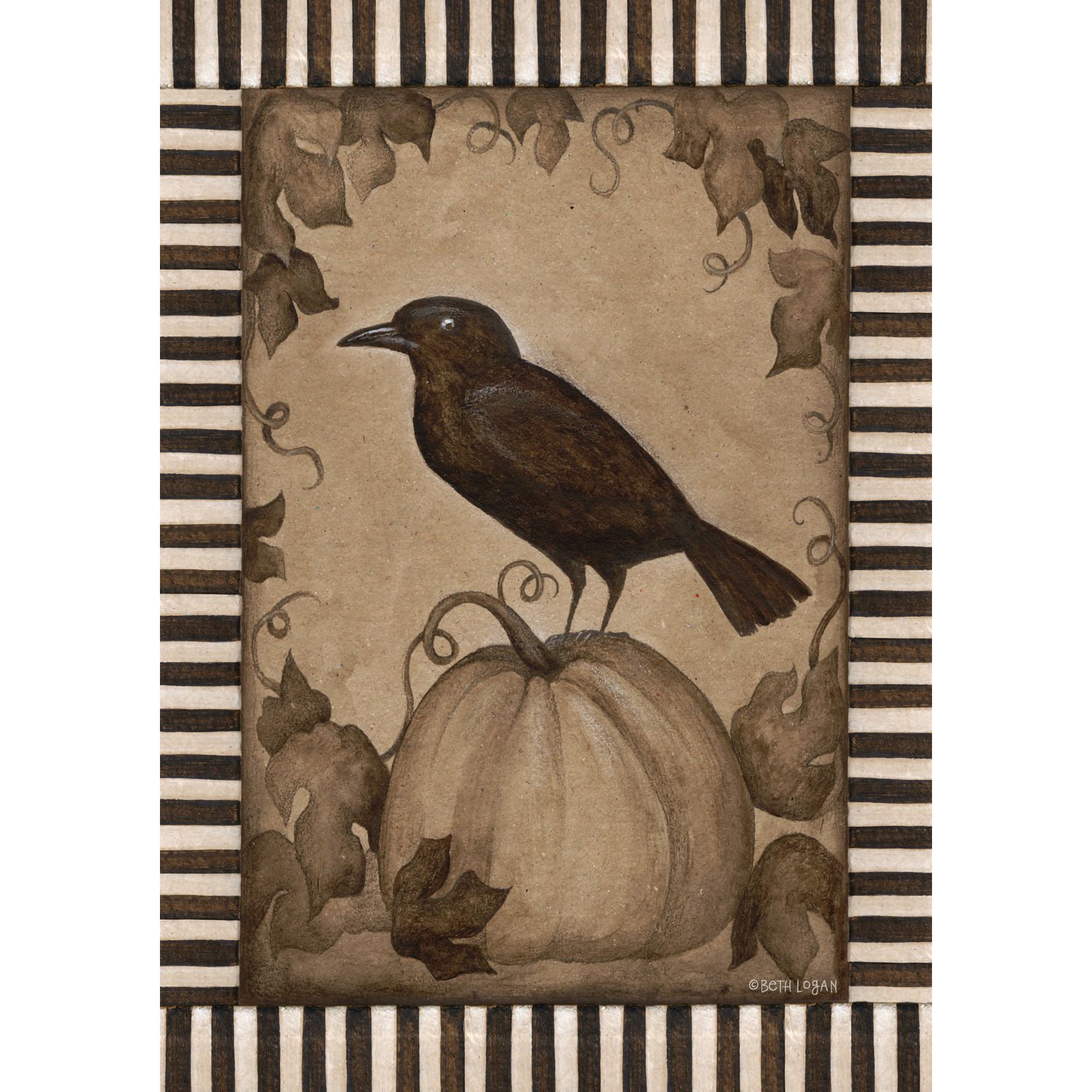 Toland Pumpkin Crow Garden Flag