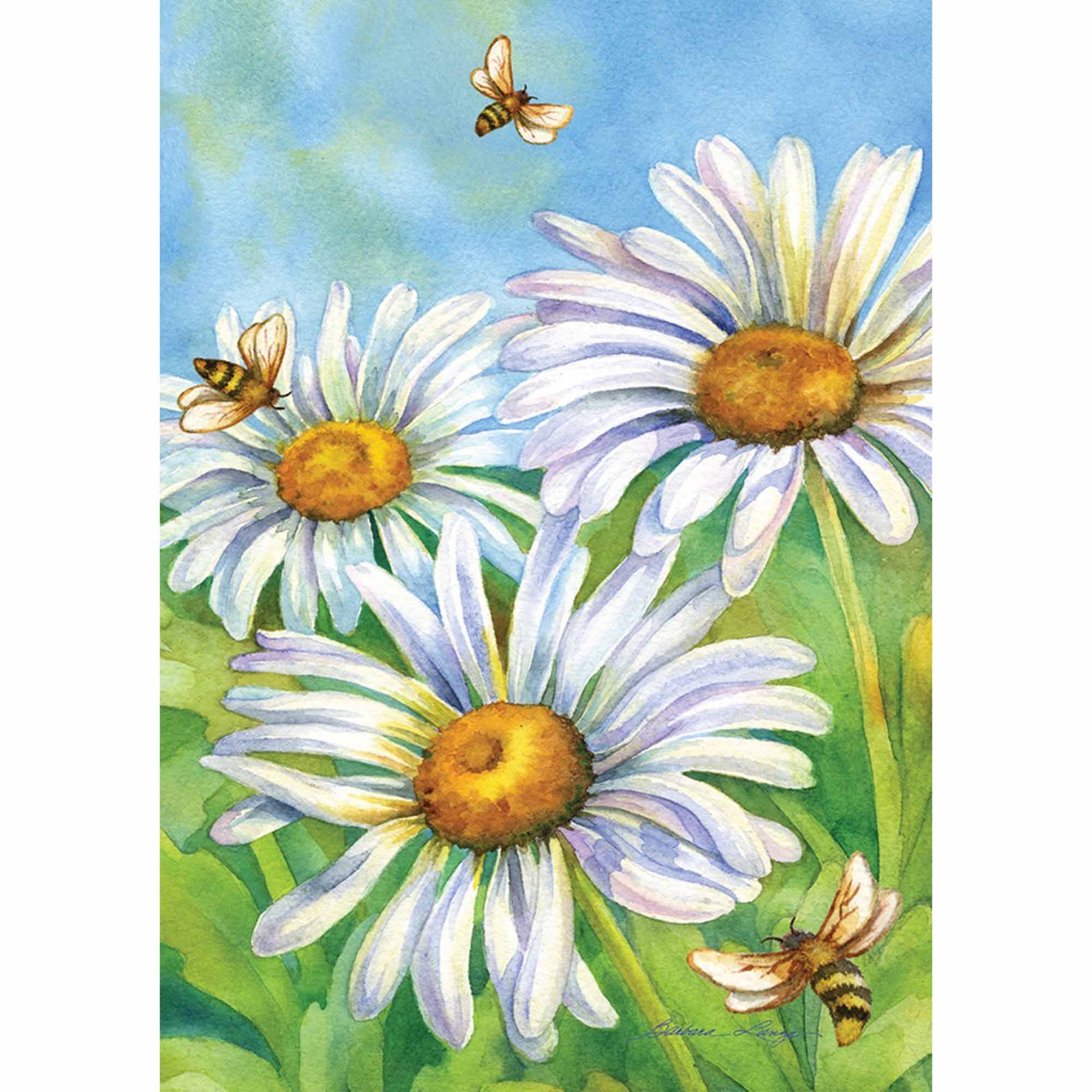 TOLAND Honey Bees And Daisies Garden Flag
