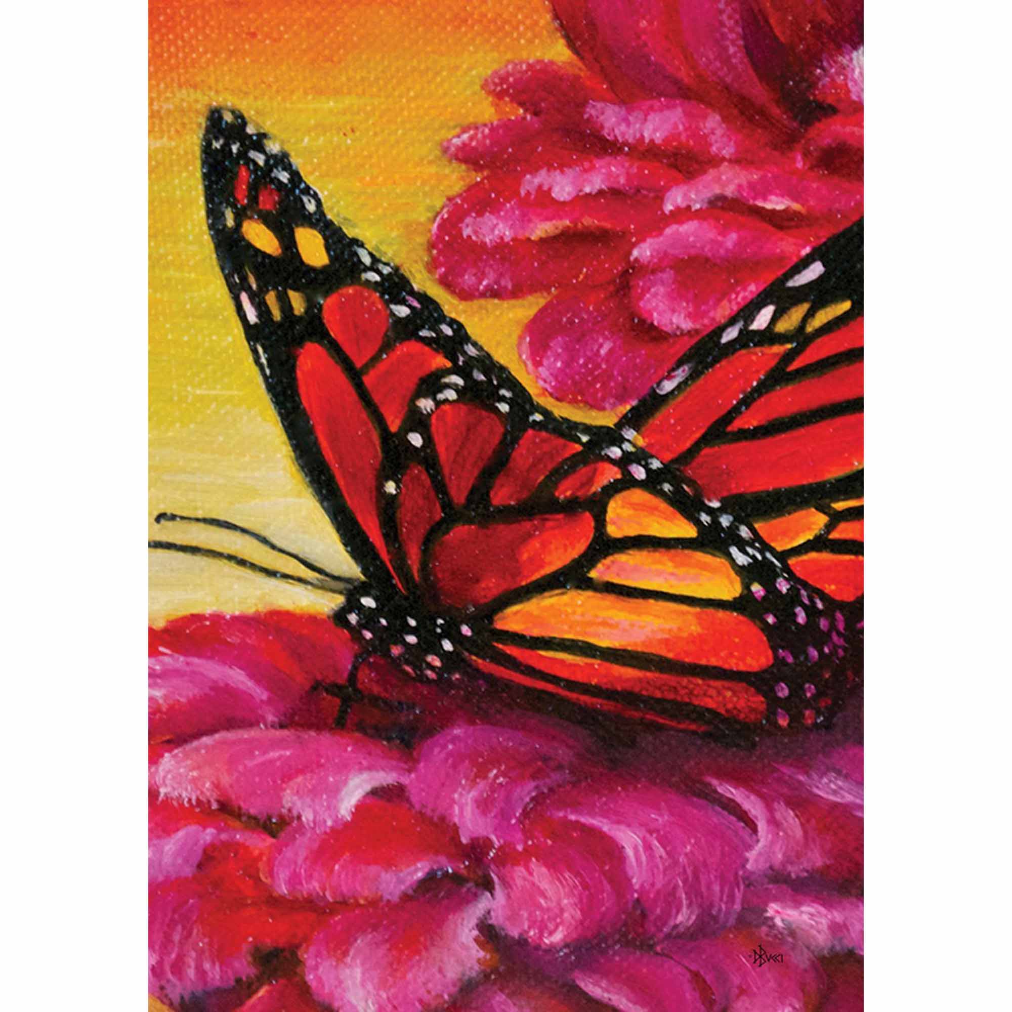TOALAND Painted Monarch On Pink Garden Flag