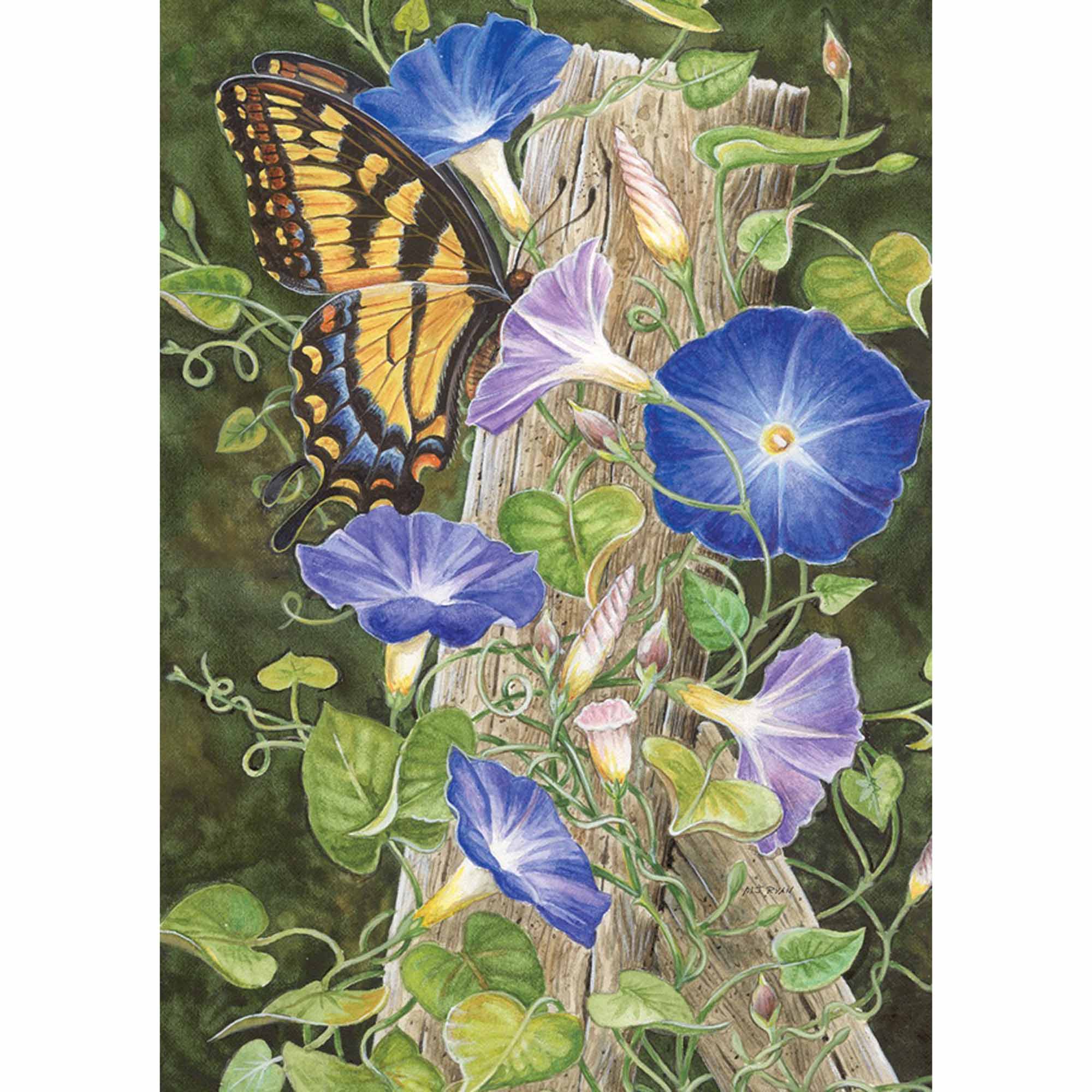 TOLAND Morning Glory Monarch Garden Flag