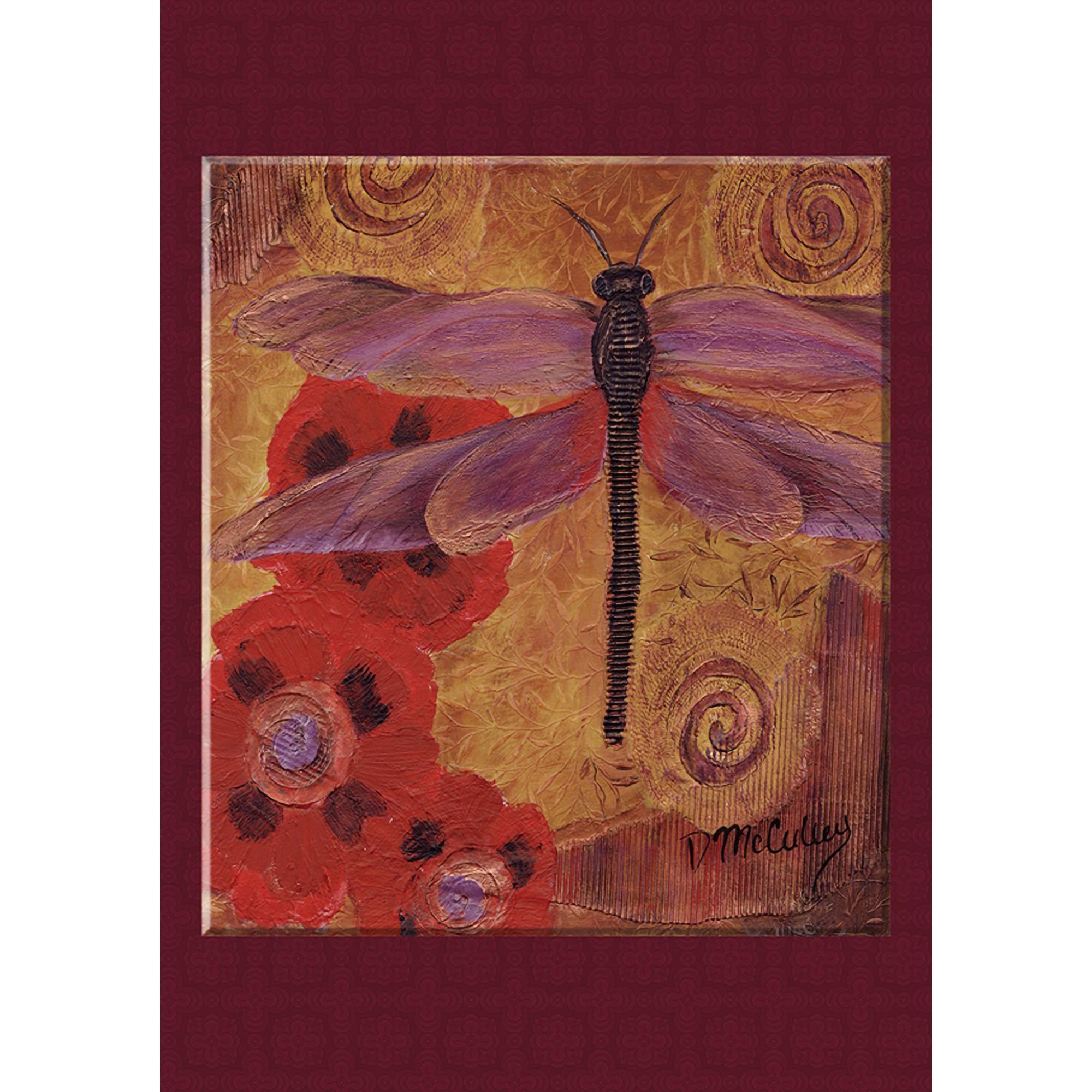 Toland Dragonfly And Poppies Garden Flag