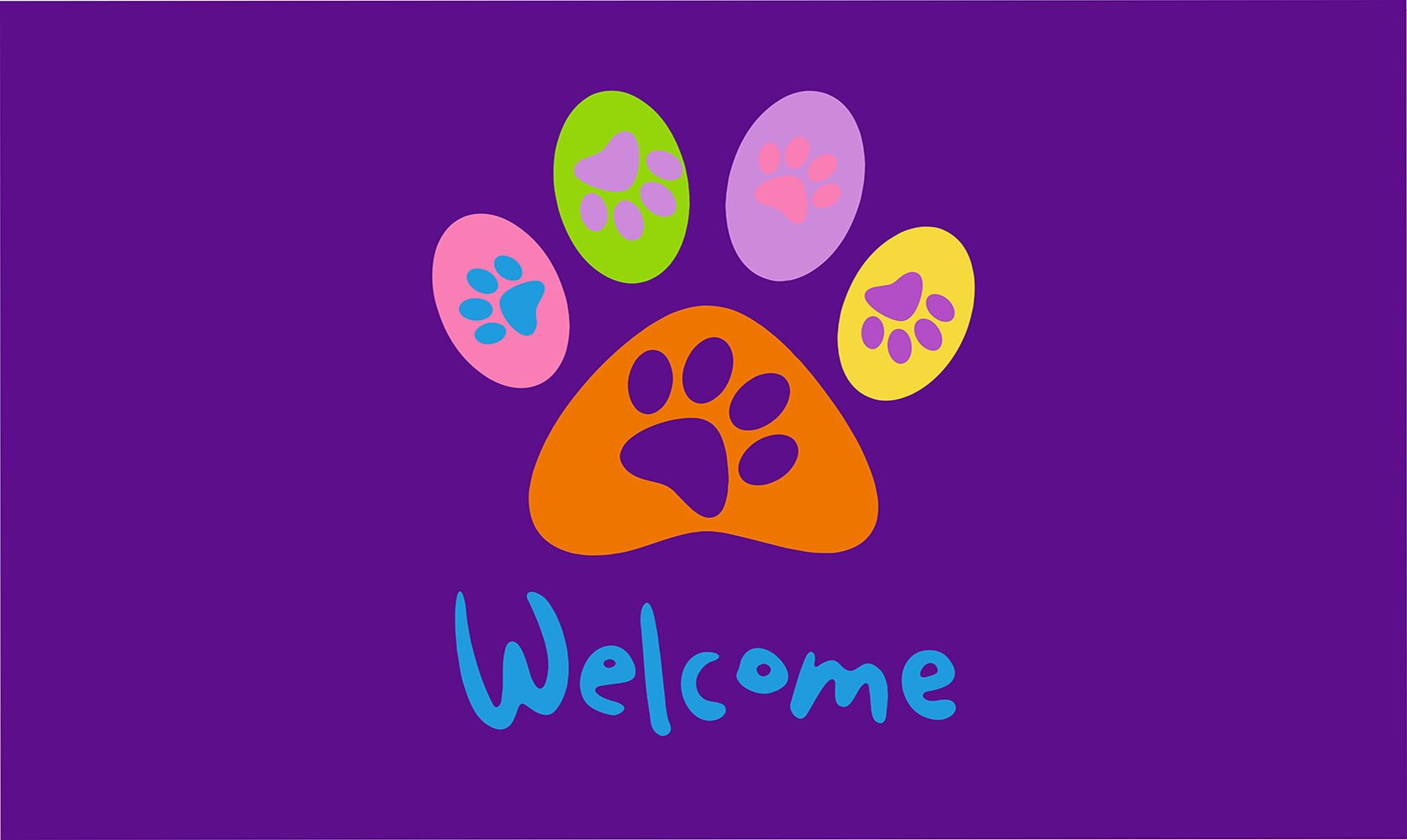 Toland Welcome Paws-Purple Doormat