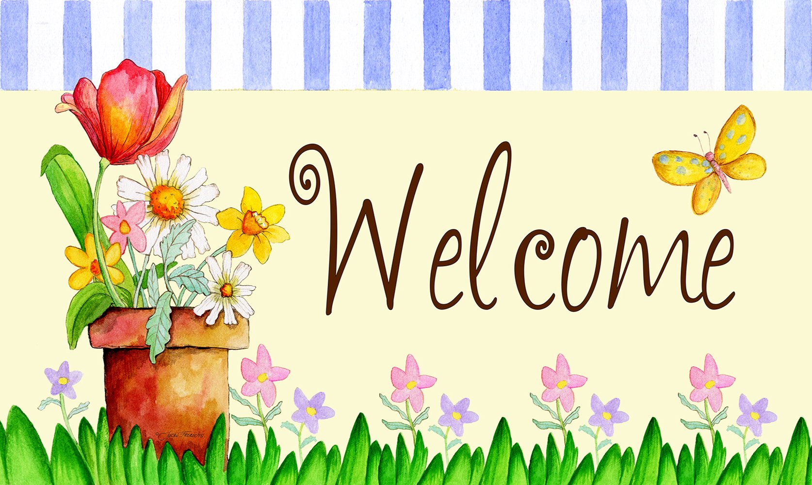 Toland Potted Welcome Doormat - 18 X 30 Inch