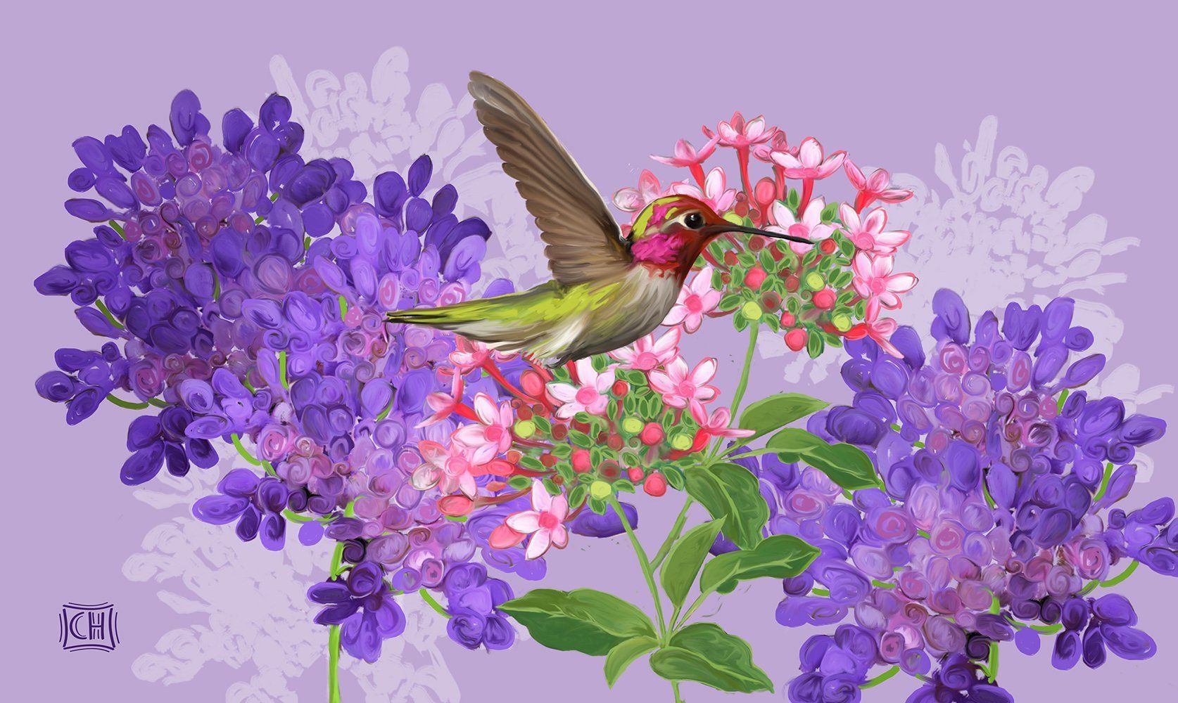 Toland Hummingbird & Flowers Door Mat - 18 X 30