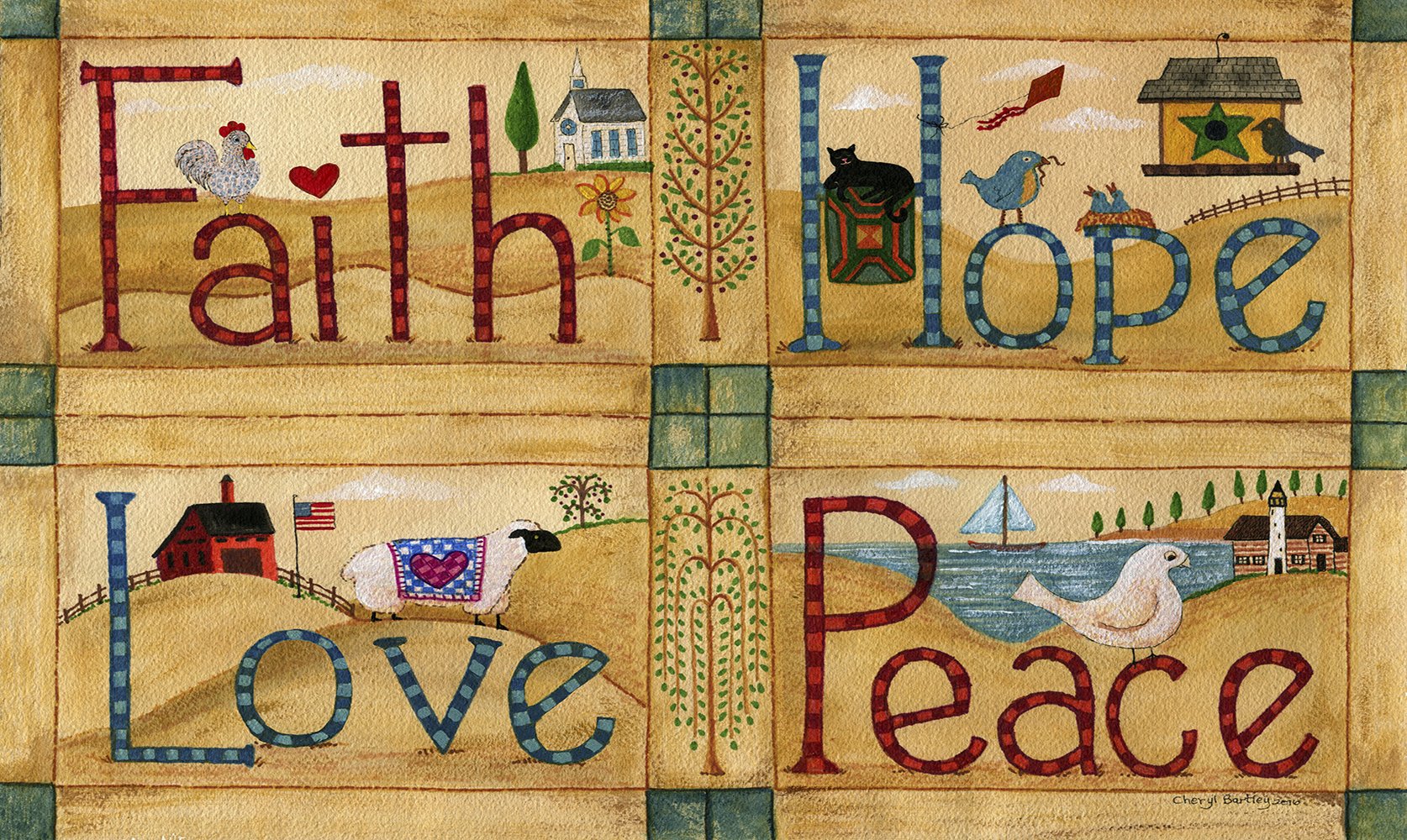 Toland Faith Hope Love Peace Door Mat