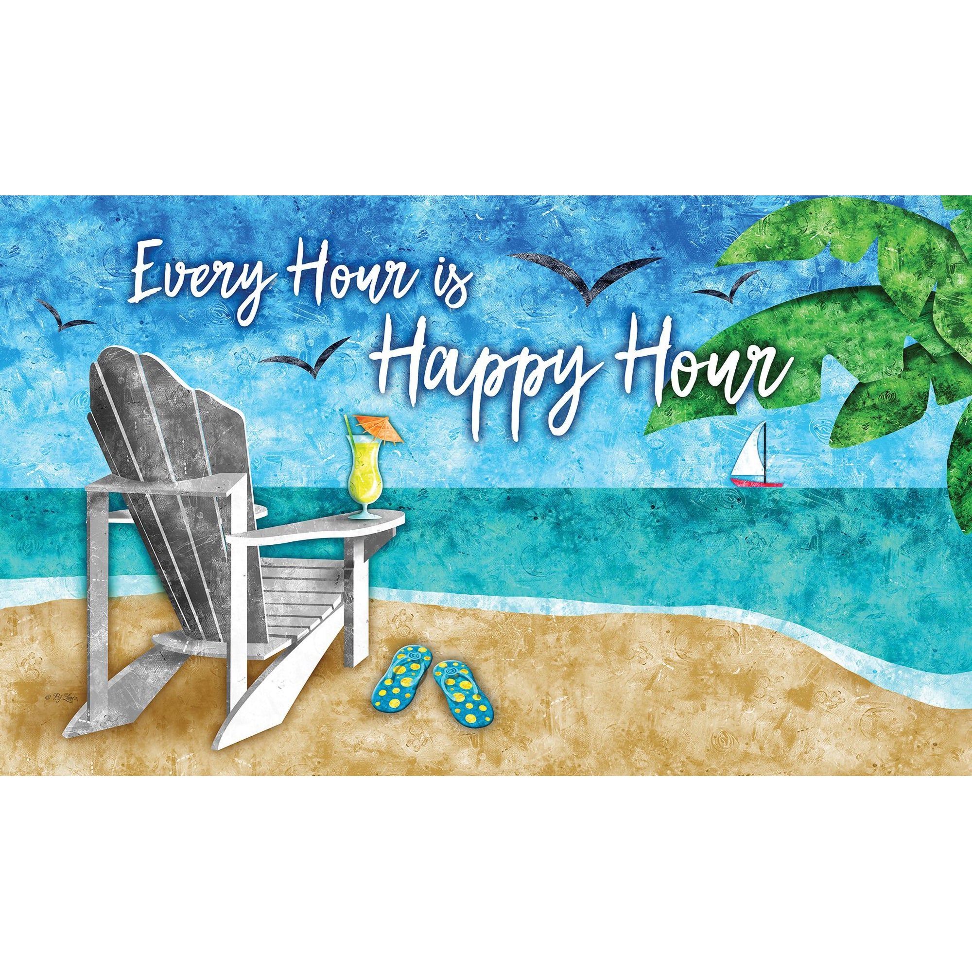 Happy Hour Beach Door Mat
