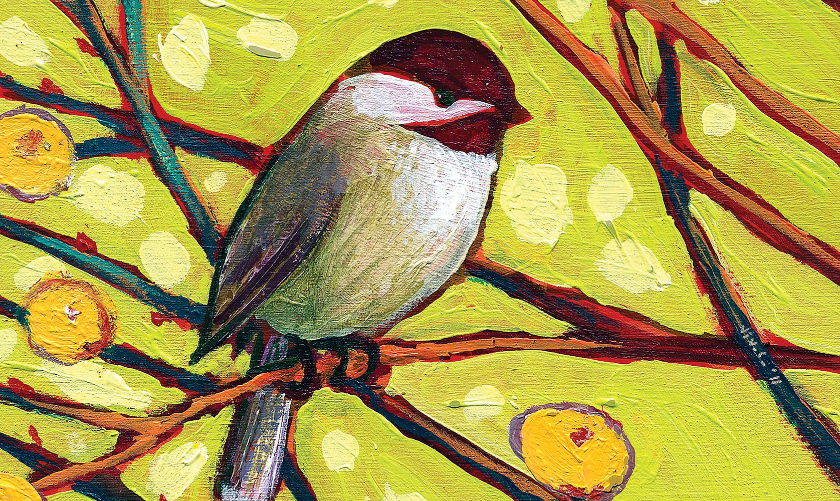 Toland Chickadee Blossoms Doormat