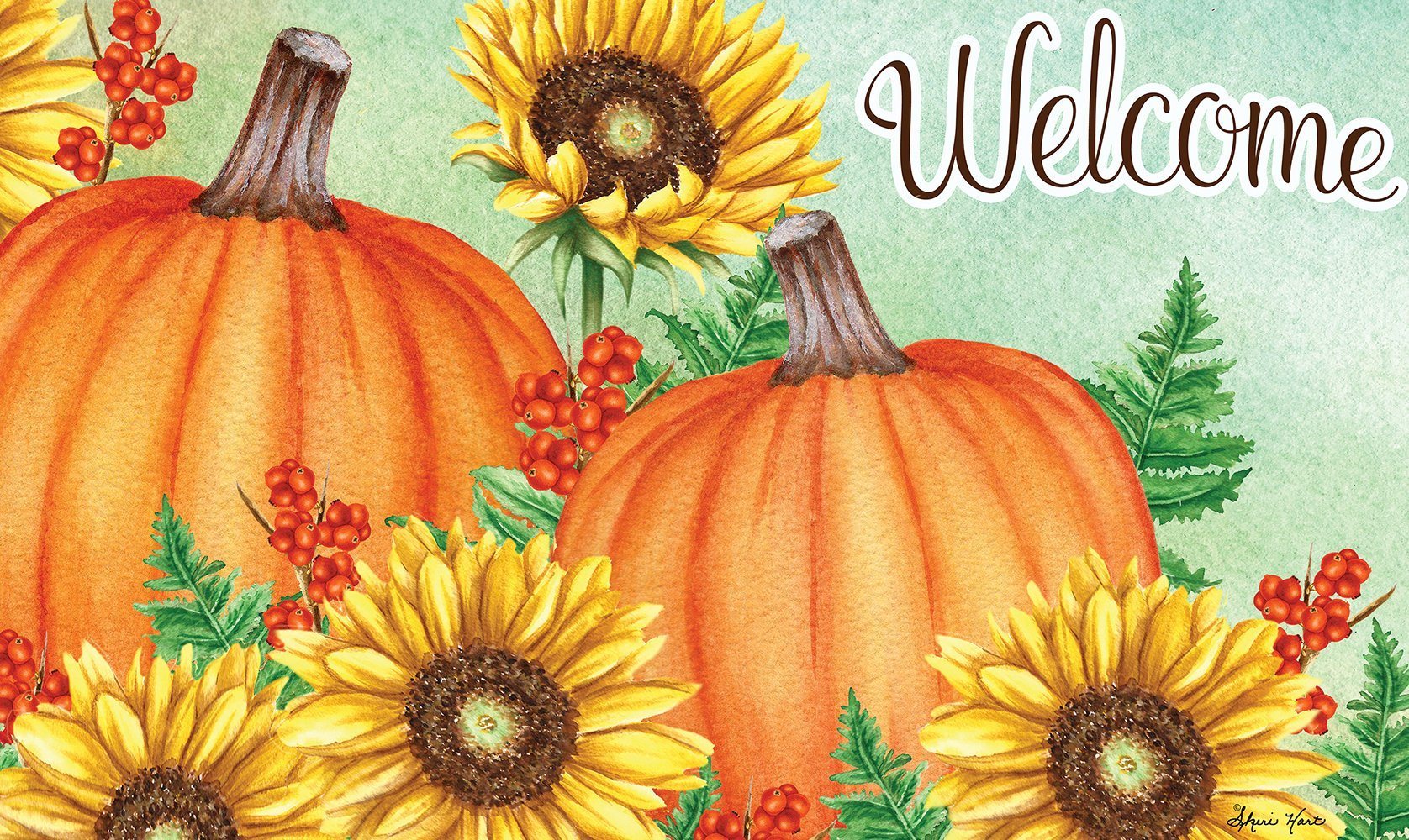 Toland Welcome Sunflowers & Pumpkins Door Mat