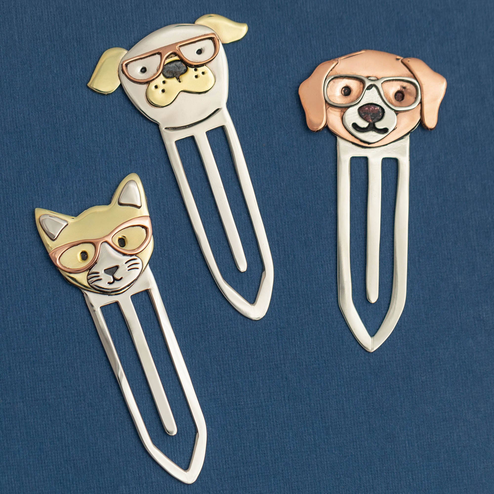 Reading Pets Mixed Metal Bookmark - Dogs - Ears Down