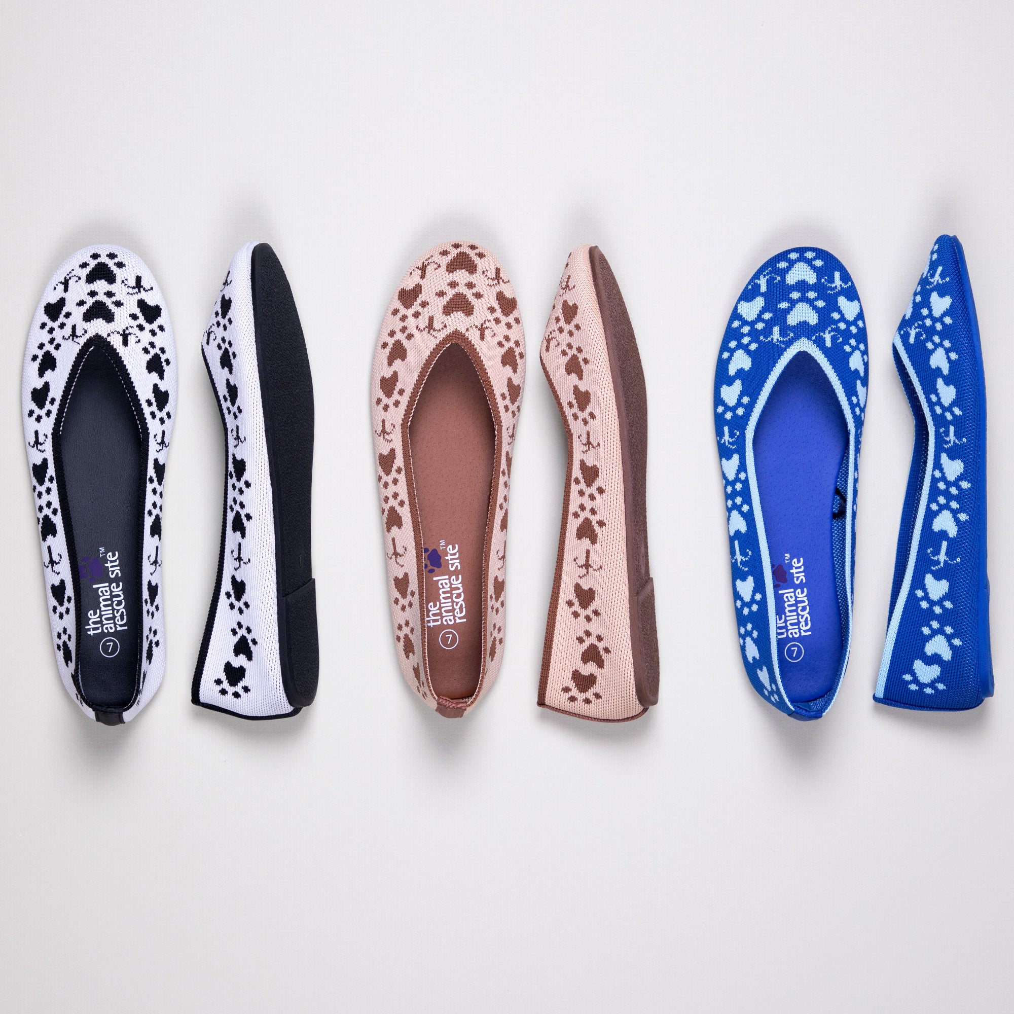 Women's Knit Paw Print Ballet Flats - Blue - 8