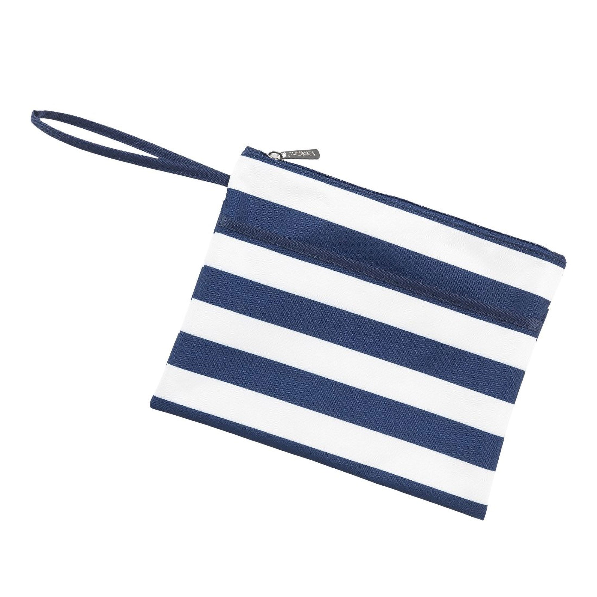 VIV&LOU Navy Stripe Zip Pouch Wristlet