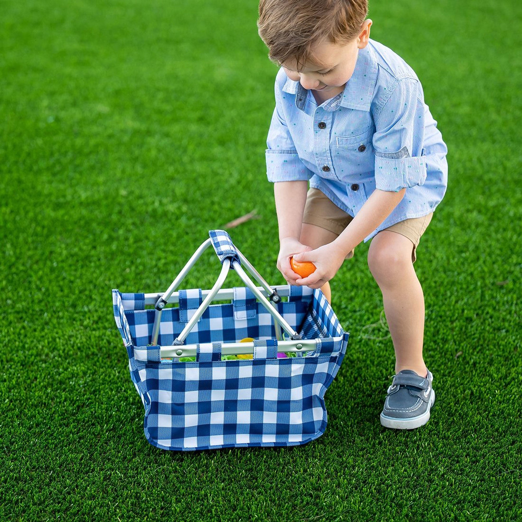 VIV&LOU Navy Check Mini Market Tote