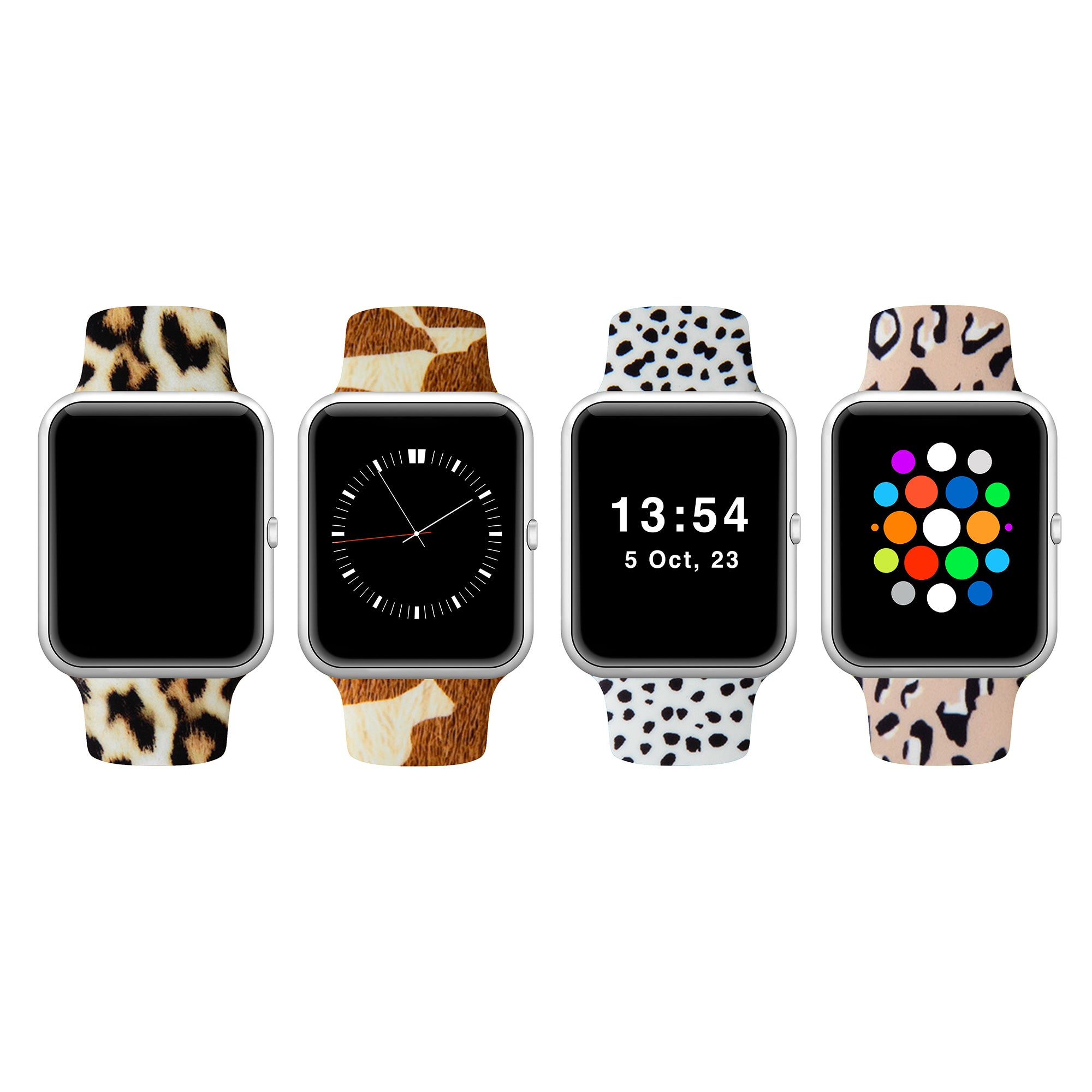 Patterned Silicone Apple Watch Band 38mm/40mm 42mm/44mm - Rainbow Paws - 38mm/40mm