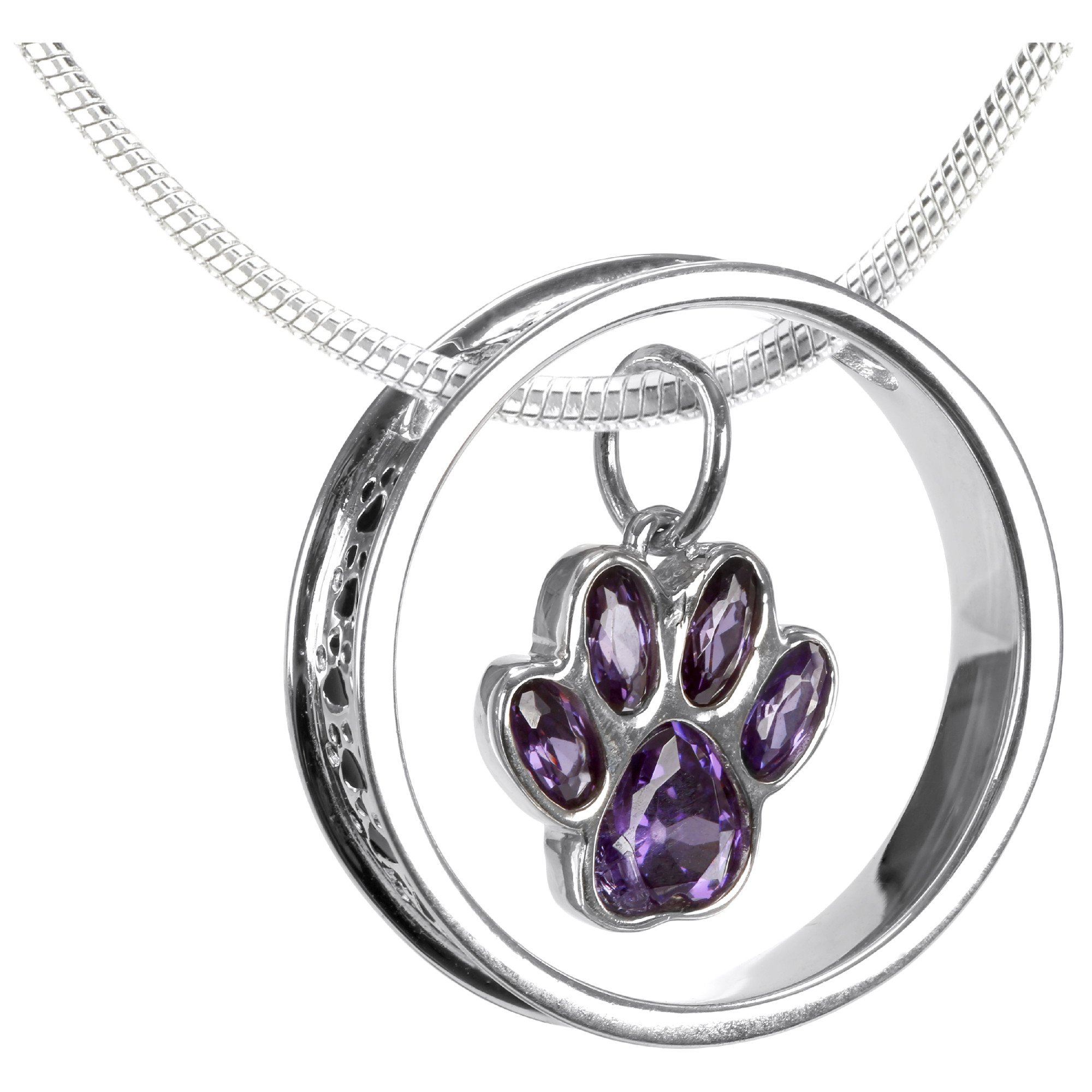 A Life Full Of Paws Sterling Necklace - With Snake Chain