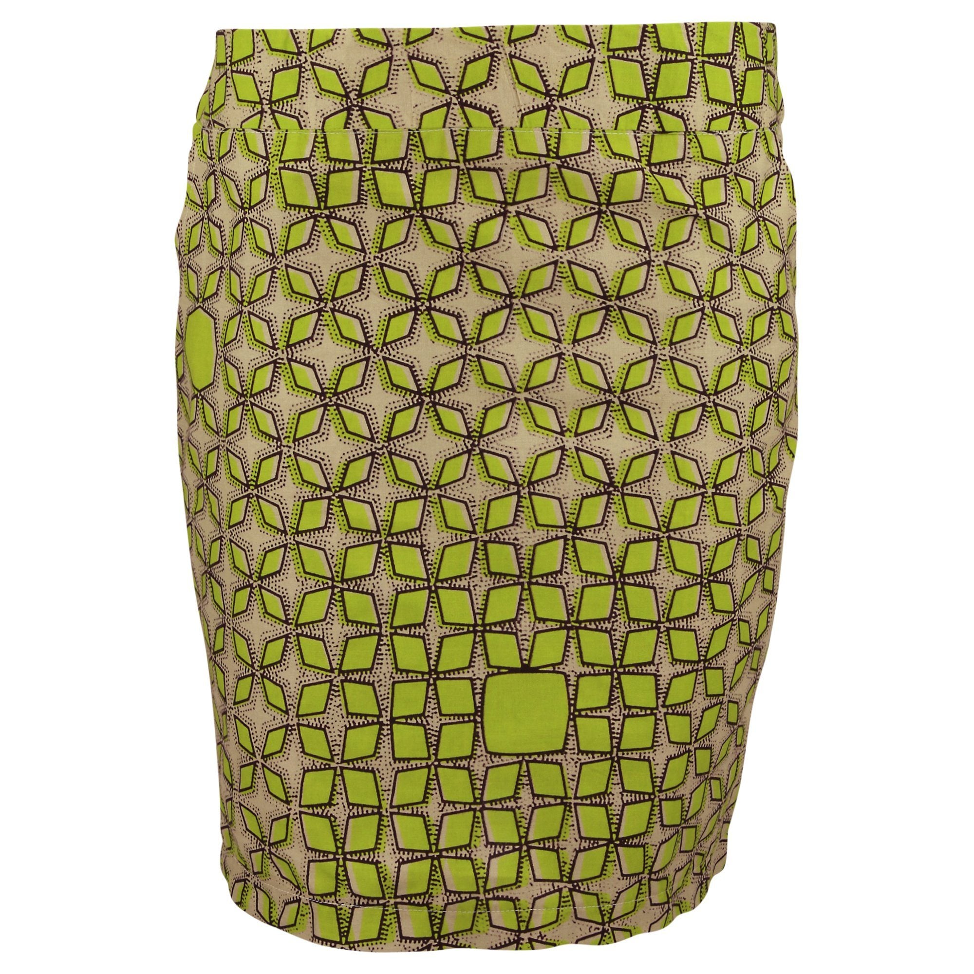 African Kitenge Pencil Skirt - Lime Stars - XS