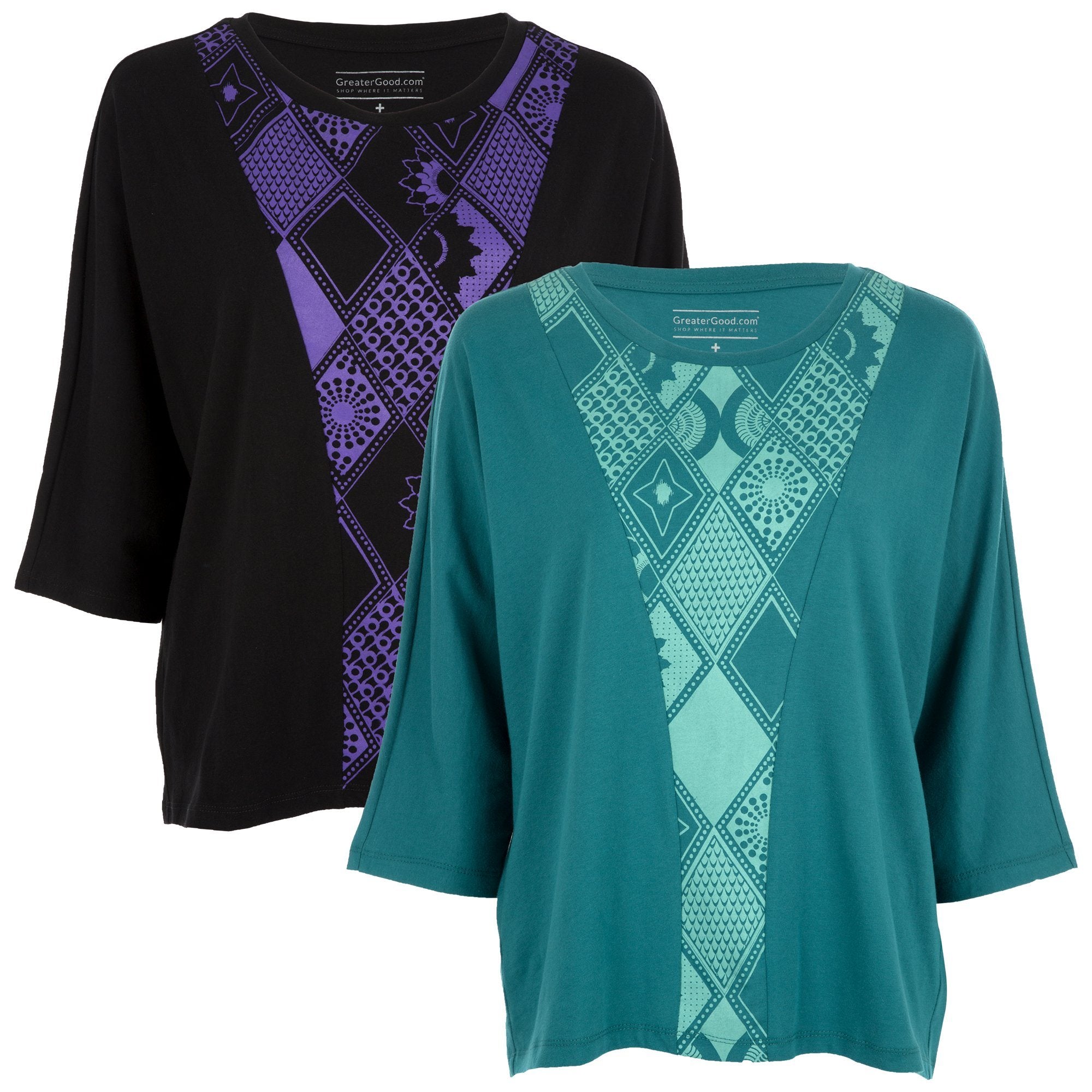 Afrique Diamond Drip Top - Teal - M