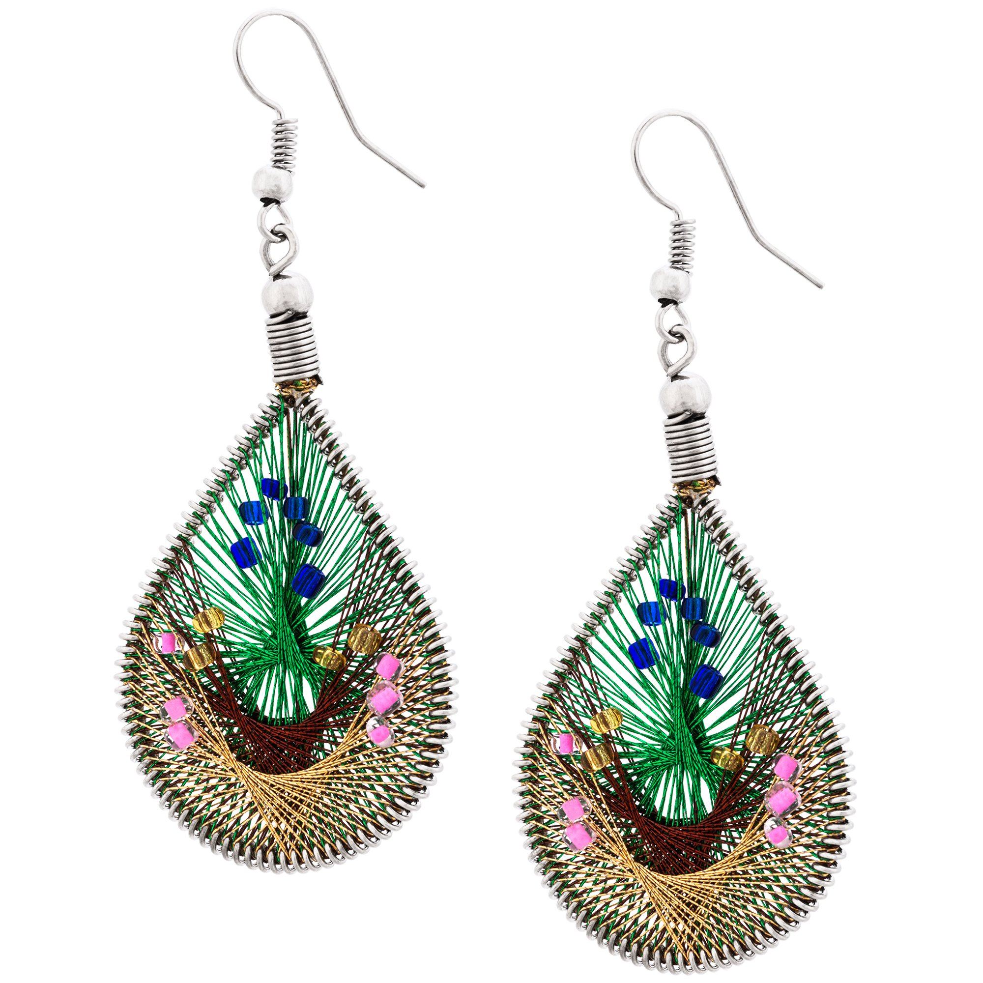 Art Of Thread Earrings - Emerald