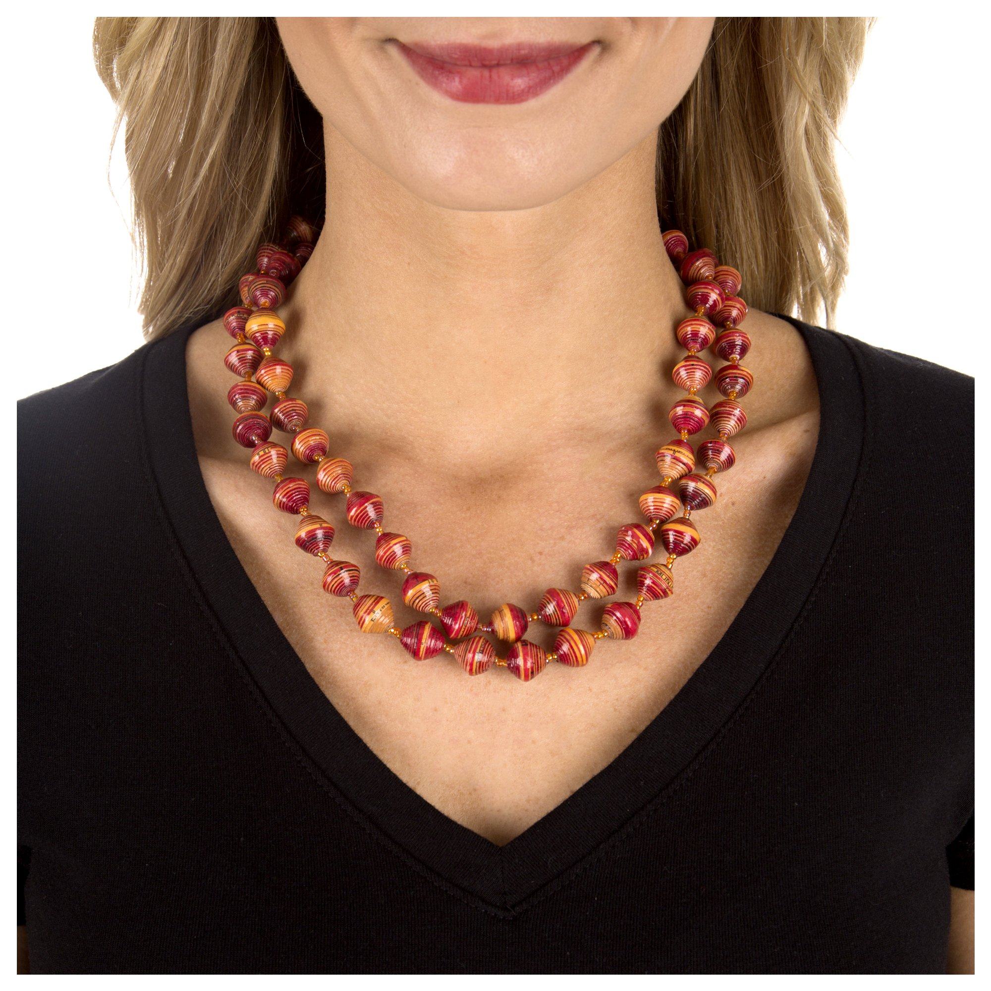 BeadforLife Sanyu Long Necklace - Orange