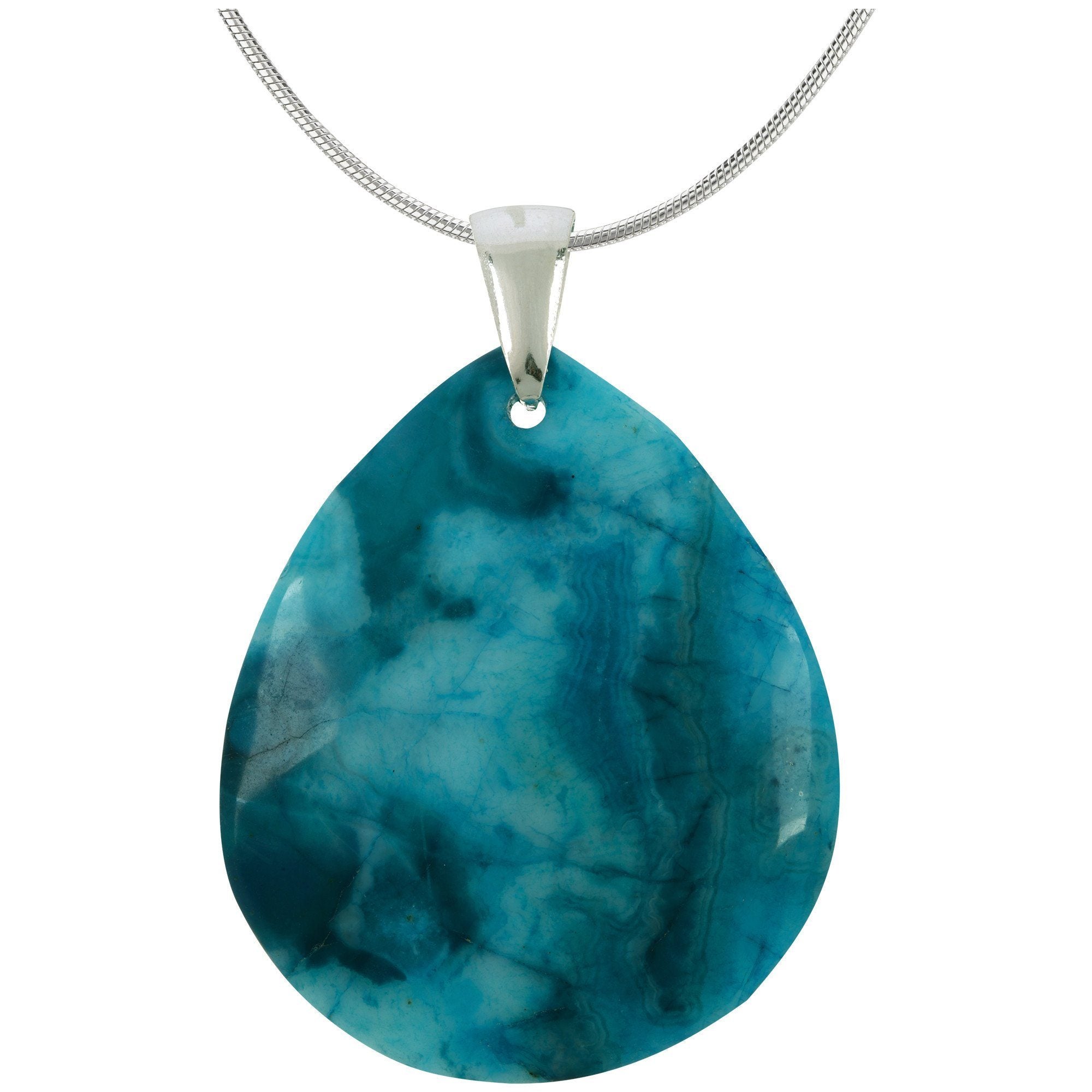 Blue Sky Crazy Lace & Sterling Necklace - Pendant Only