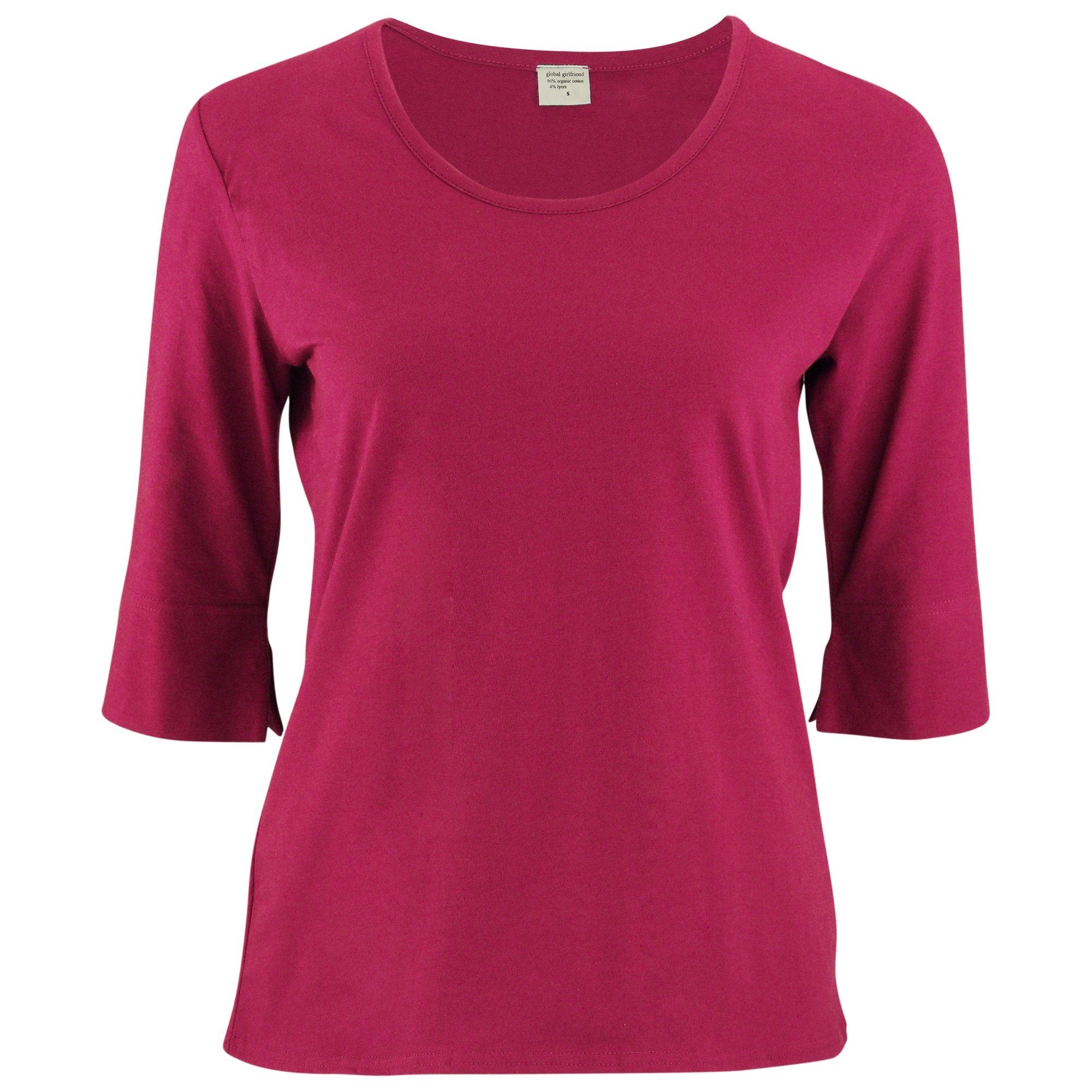 Bright Organic 3/4 Length Tee - Pink - S