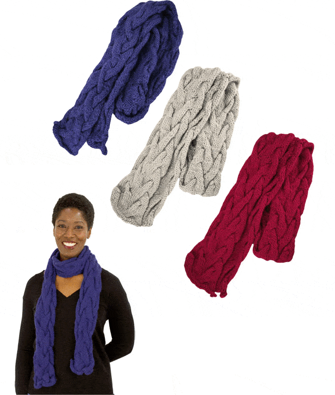 Cable Knit Scarf - Blue