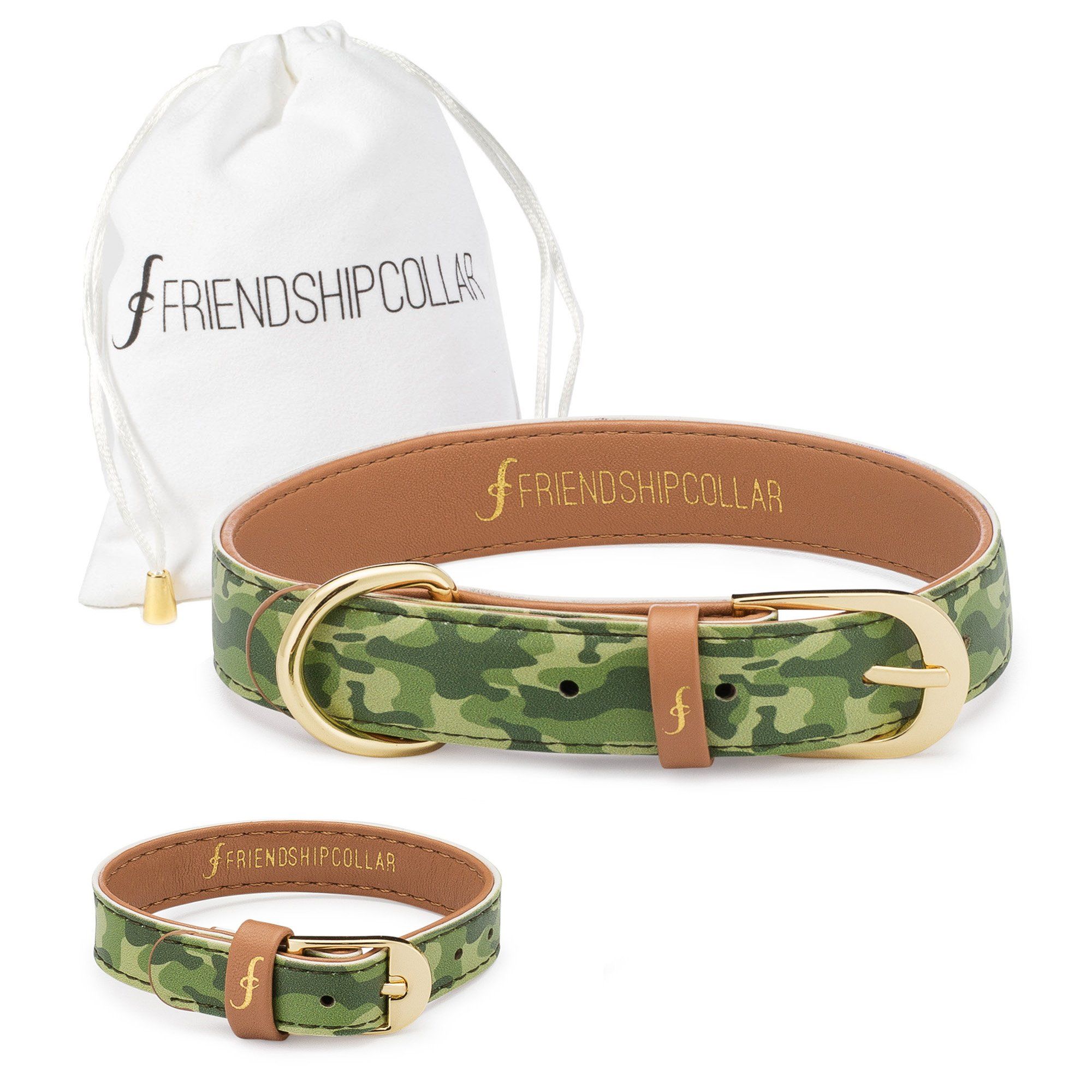 Camo Dog Friendship Collar & Bracelet Set - XXXS