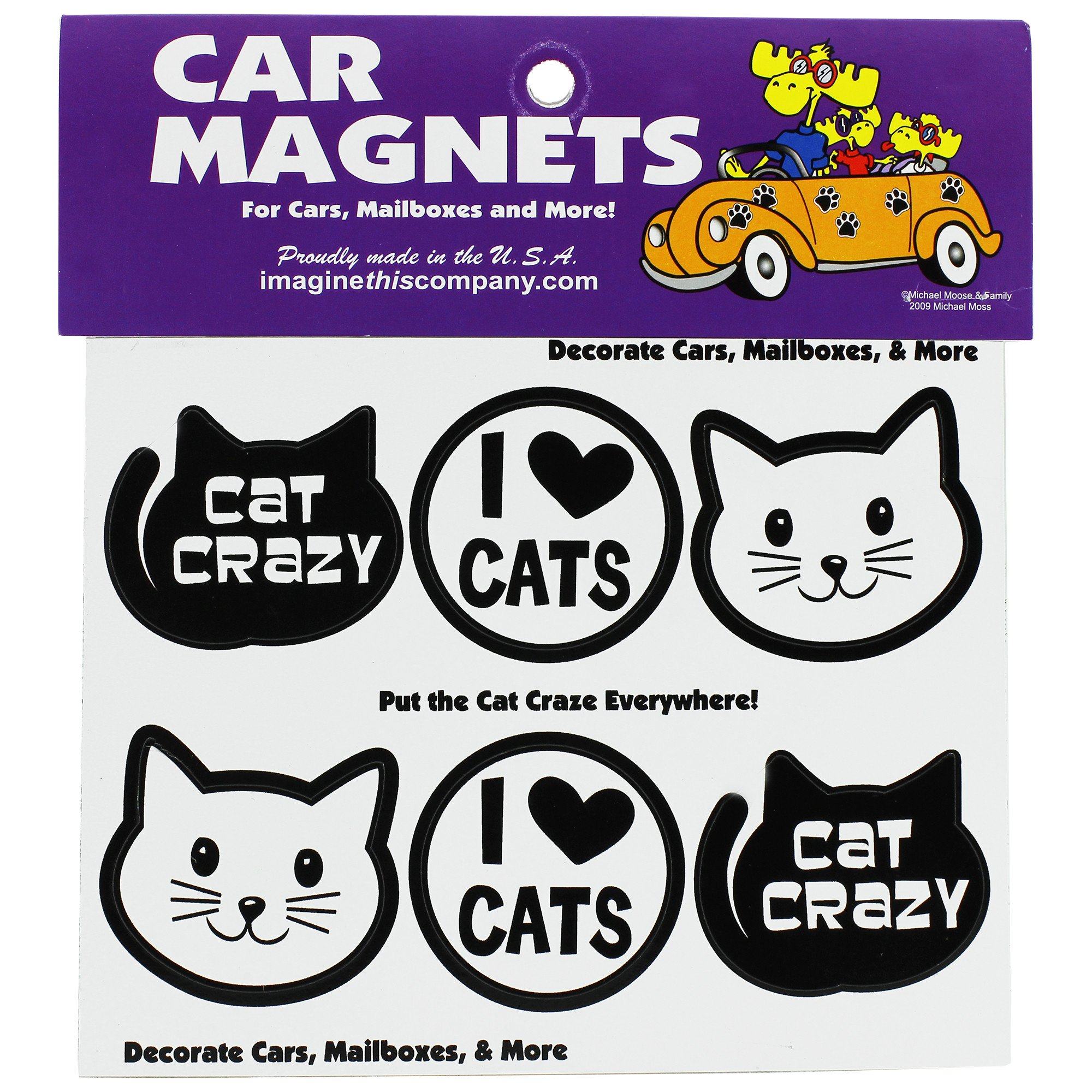 Cat Crazy Mini Car Magnets - Set Of 6 - Set Of 6