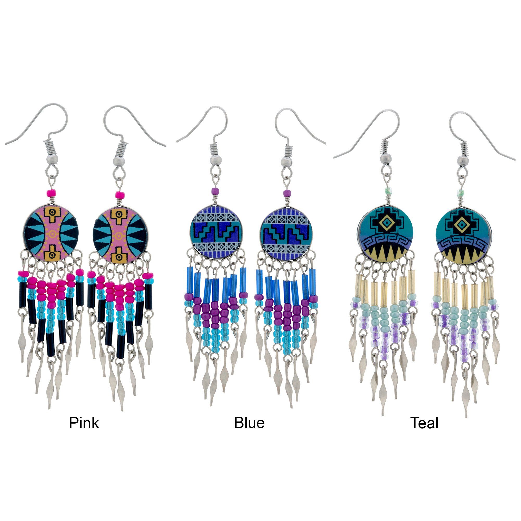 Ceramic Chandelier Earrings - Blue