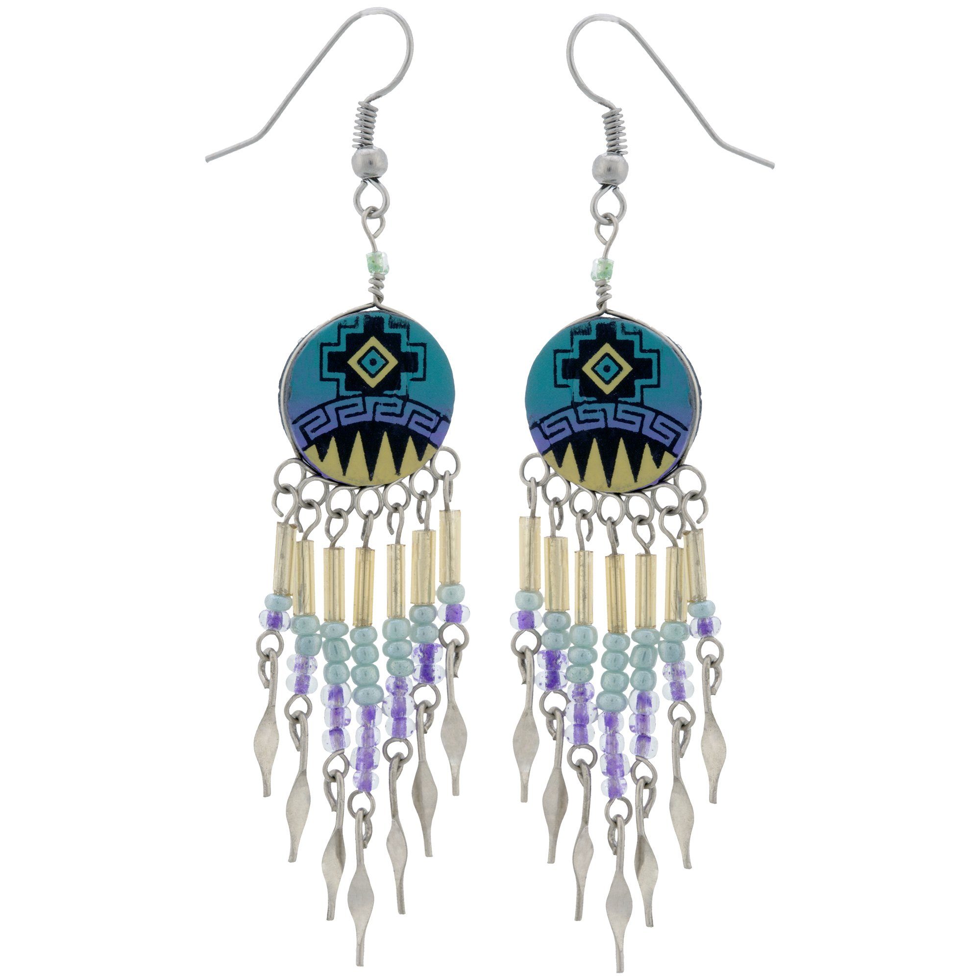 Ceramic Chandelier Earrings - Teal