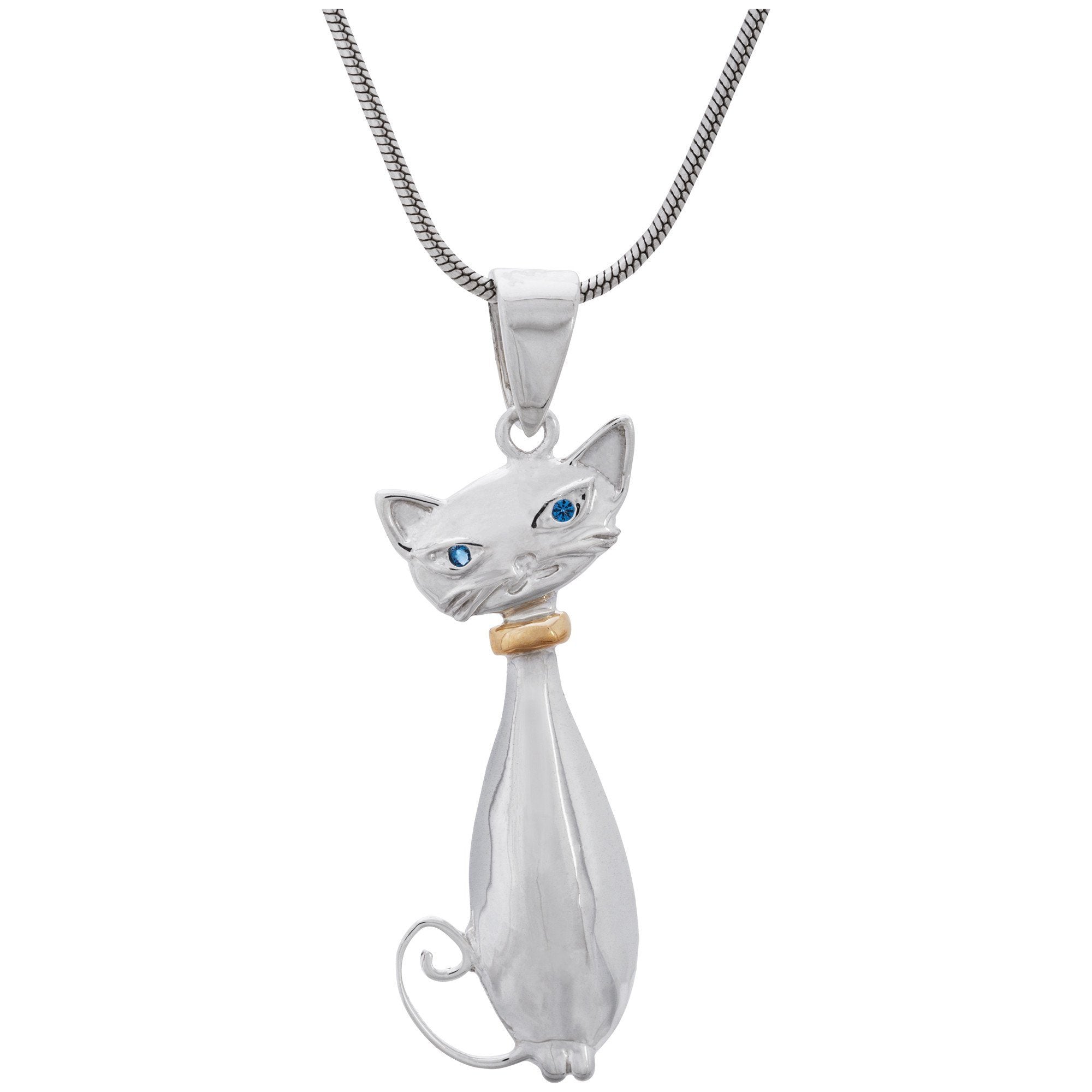 Charming Cat Sterling Necklace - With Diamond Cut Chain