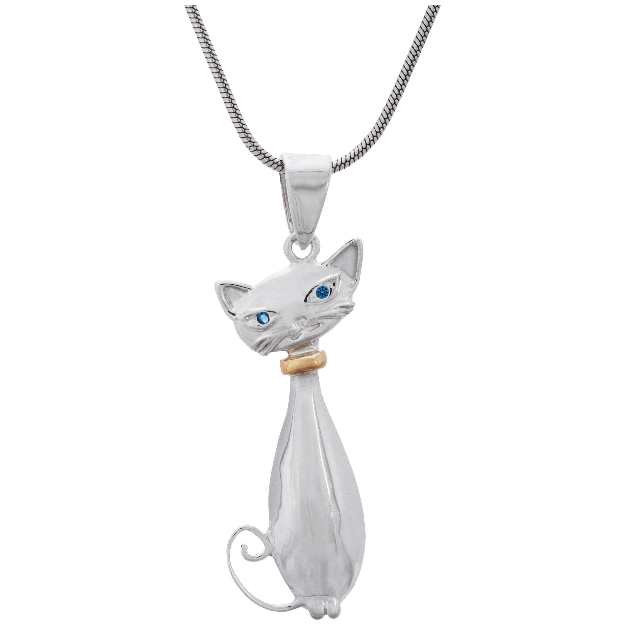 Charming Cat Sterling Necklace - With Snake Chain