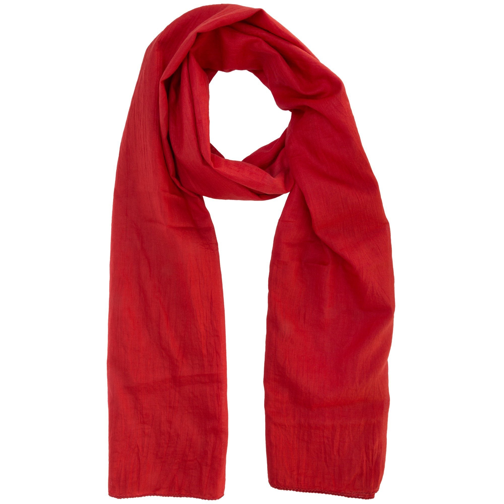 Classic Cotton Crinkle Scarf - Red