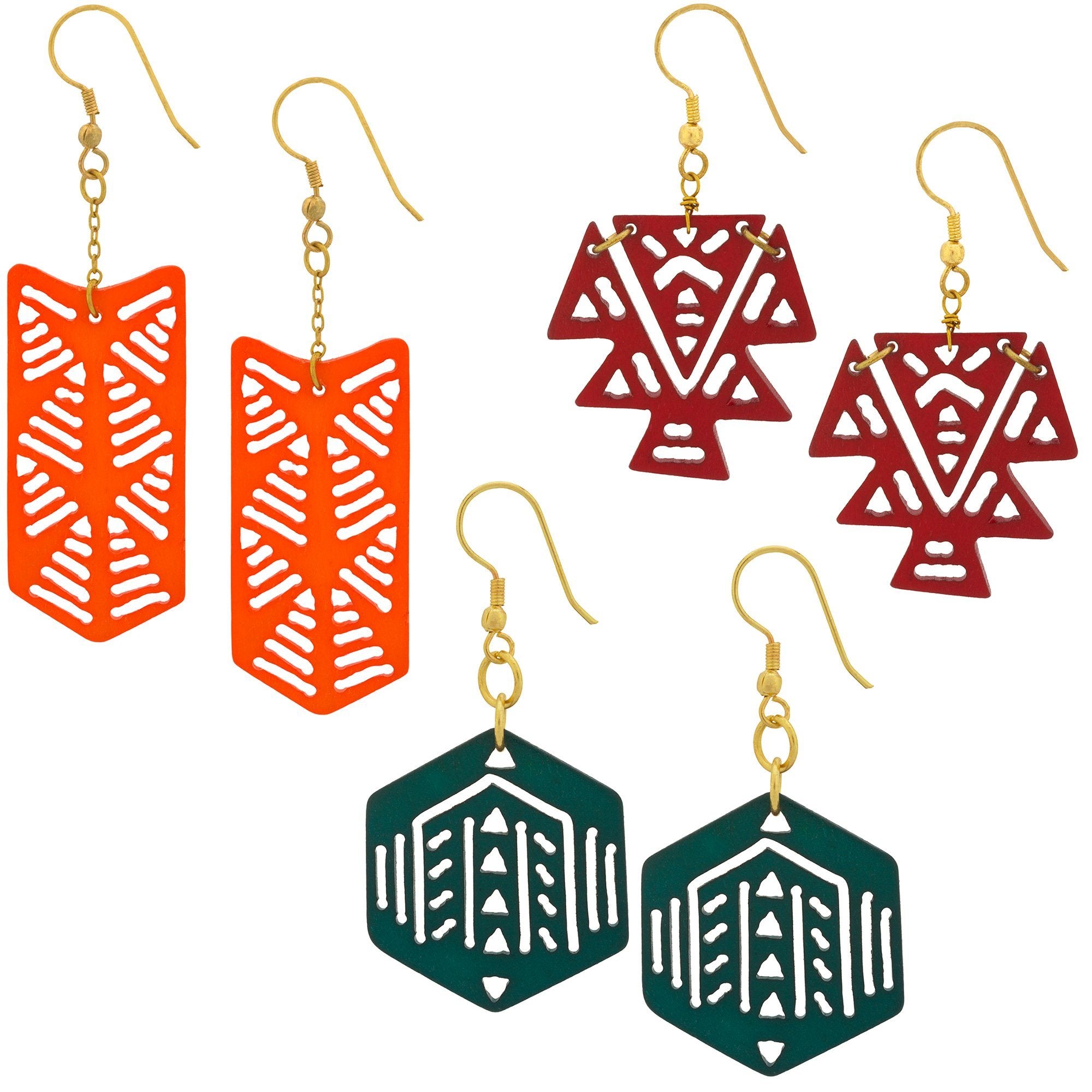 Color Cutout Earrings - Red