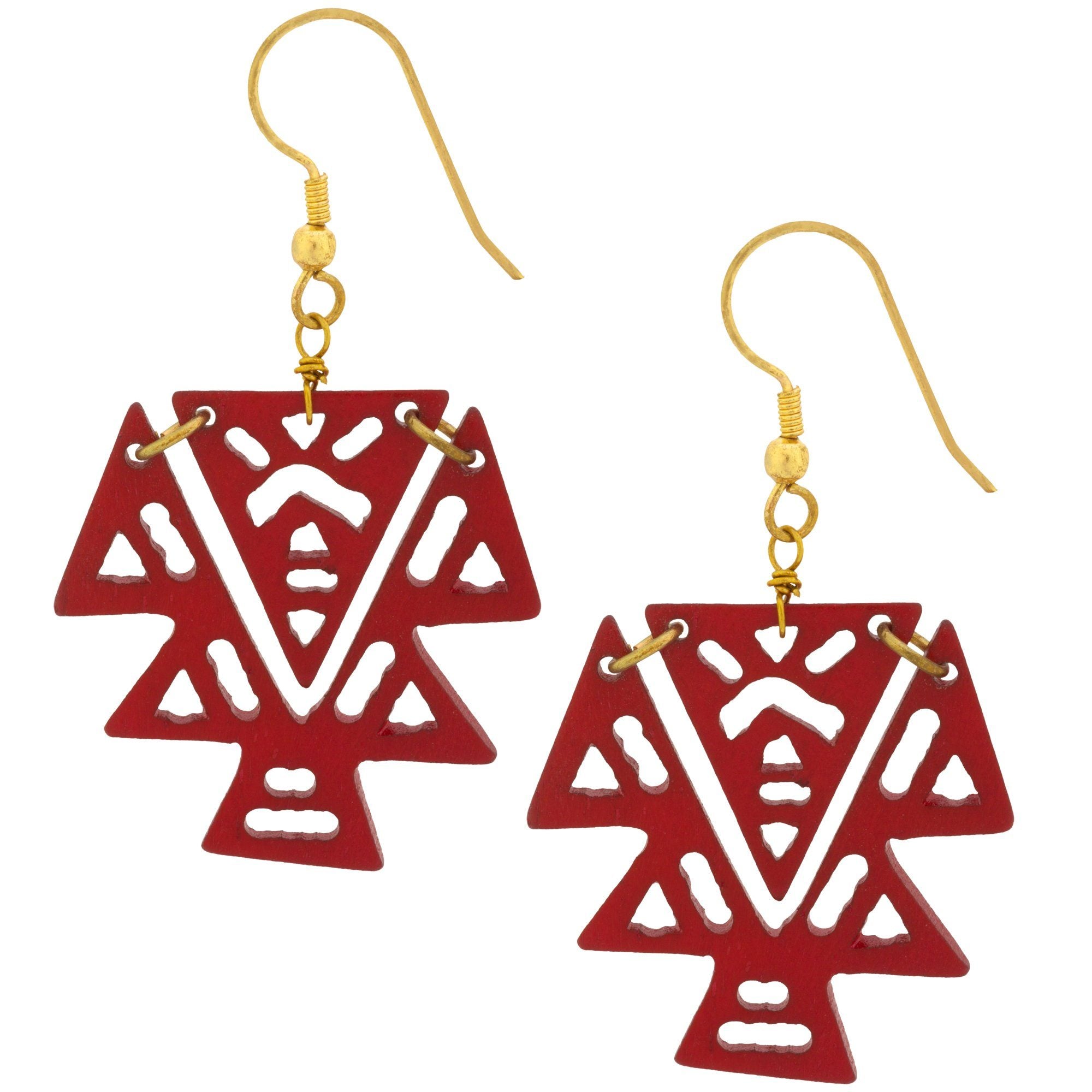 Color Cutout Earrings - Red