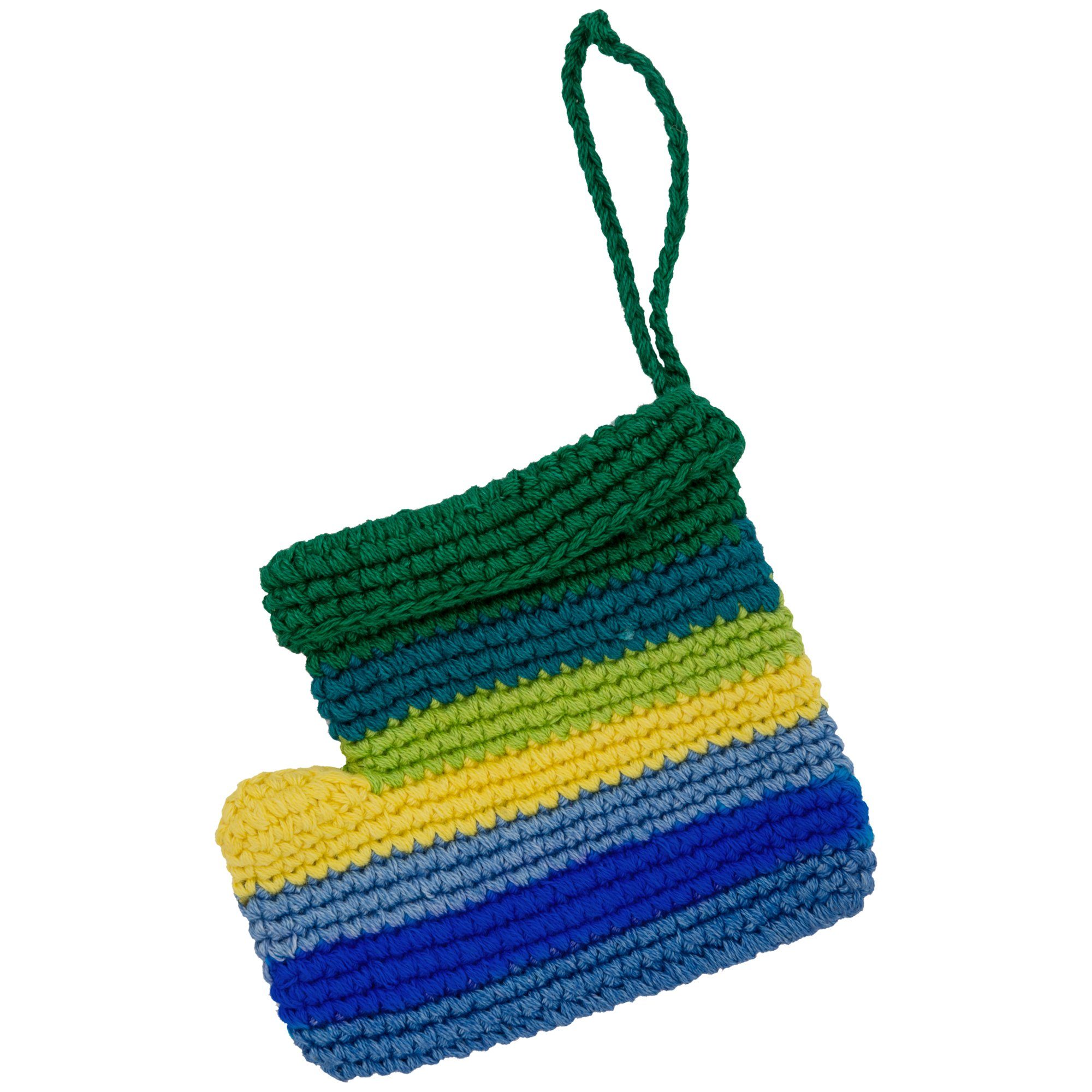 Crochet Stocking Ornament - Blue/Green
