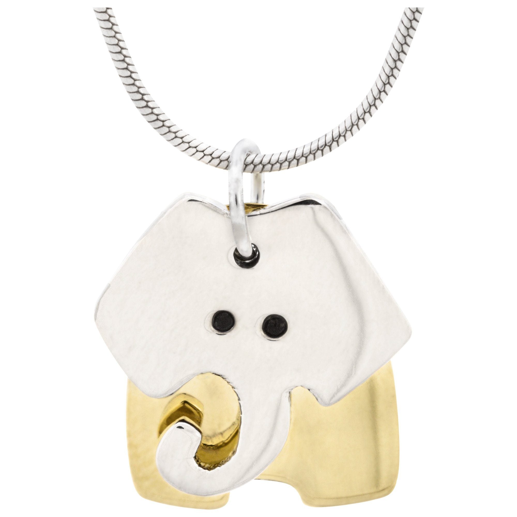 Dancing Elephant Necklace - With Silver Plated Chain