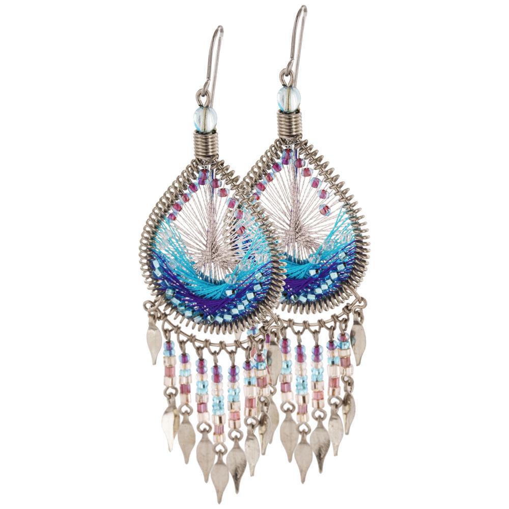 Dazzling Chandelier Thread Earrings - Blue